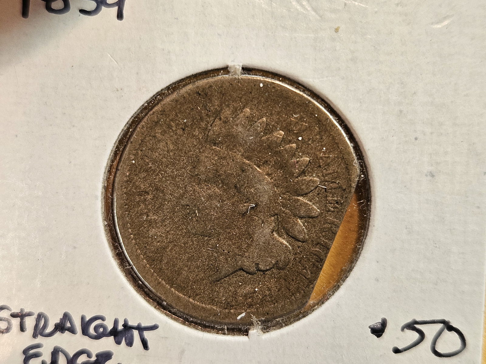 MINT ERROR! Scarce Error on a Indian Cent!: 1859 with a straight edge clip 