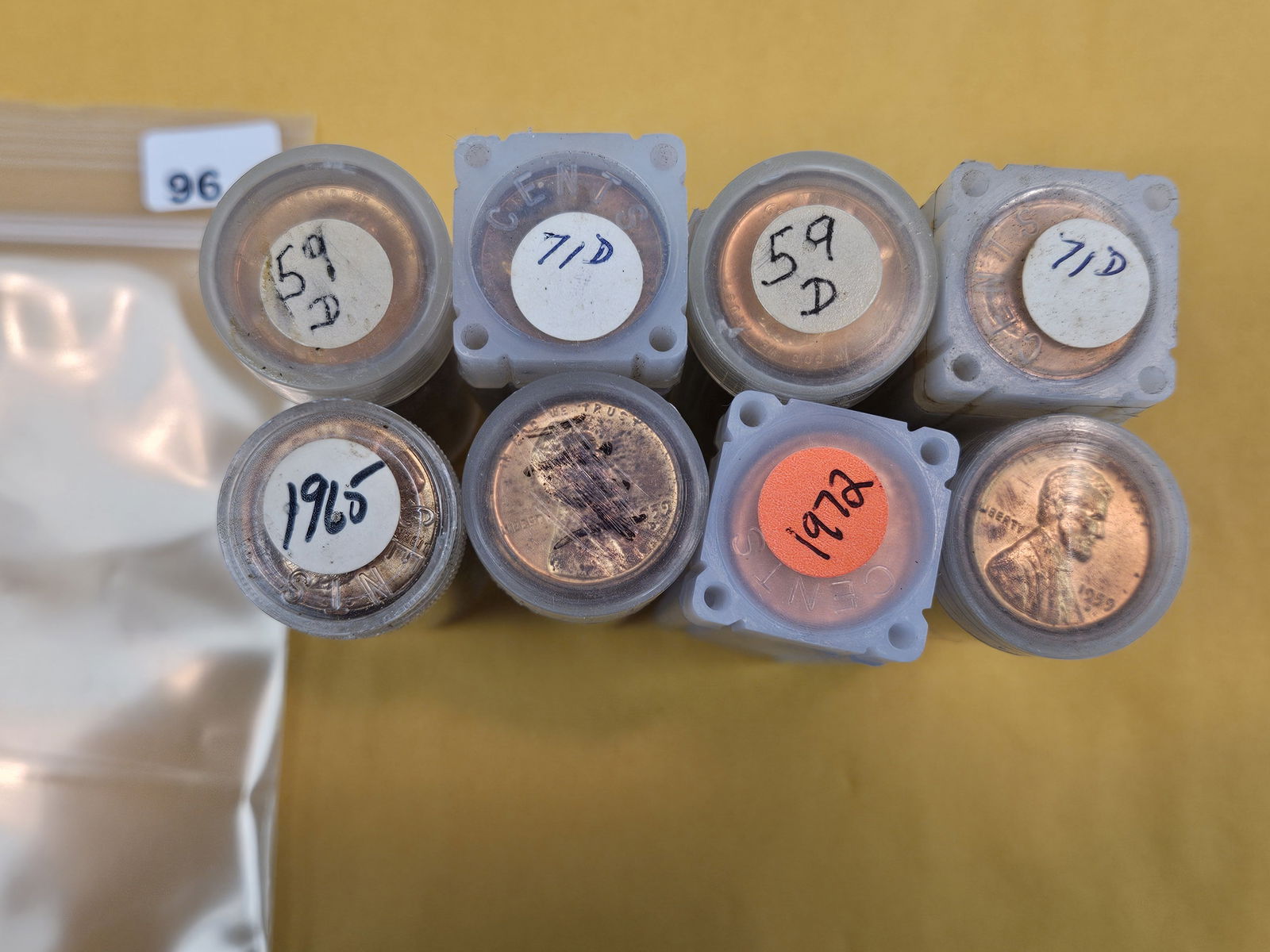 Eight Rolls of Brilliant Uncirculated Memorial Lincoln Cents: From dealer. Unsearched by us 