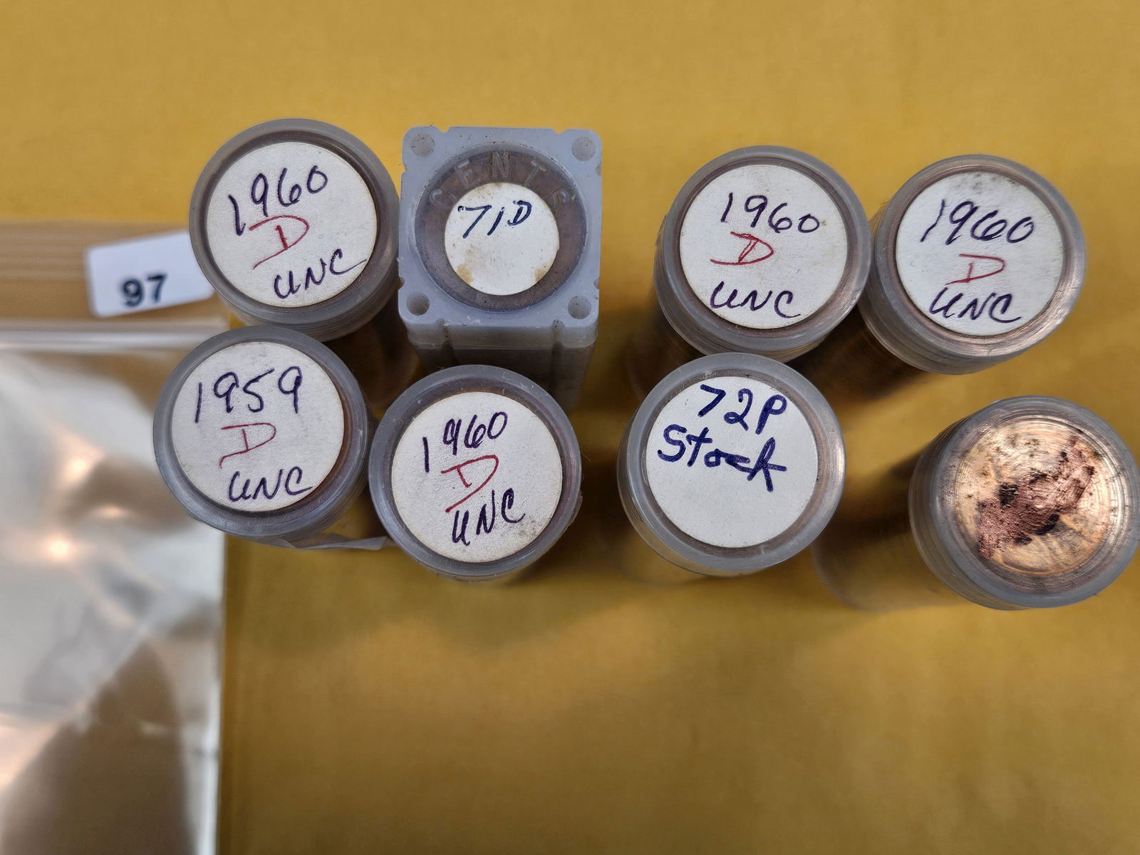 Eight Rolls of Brilliant Uncirculated Memorial Lincoln Cents: From dealer. Unsearched by us 