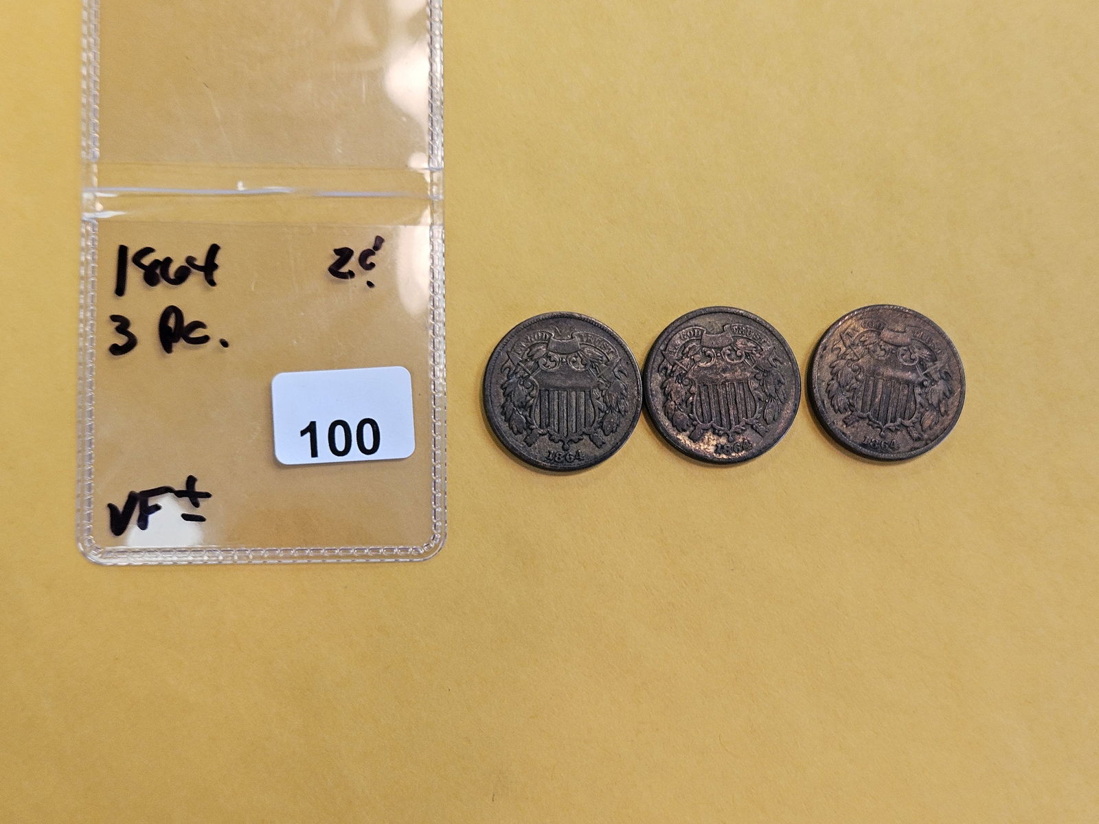 Three 1864 Two-Cent pieces - 2