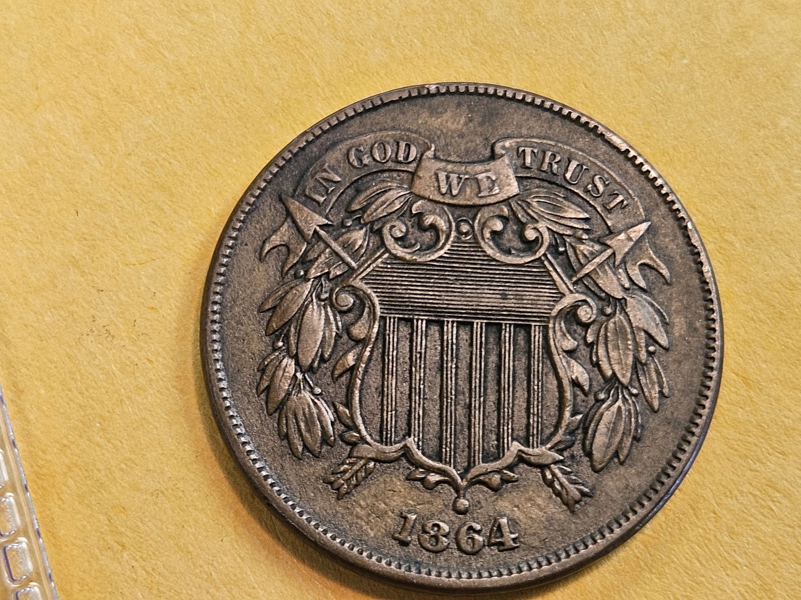 1864 Two Cent piece in Extra Fine - 45: Nice color 