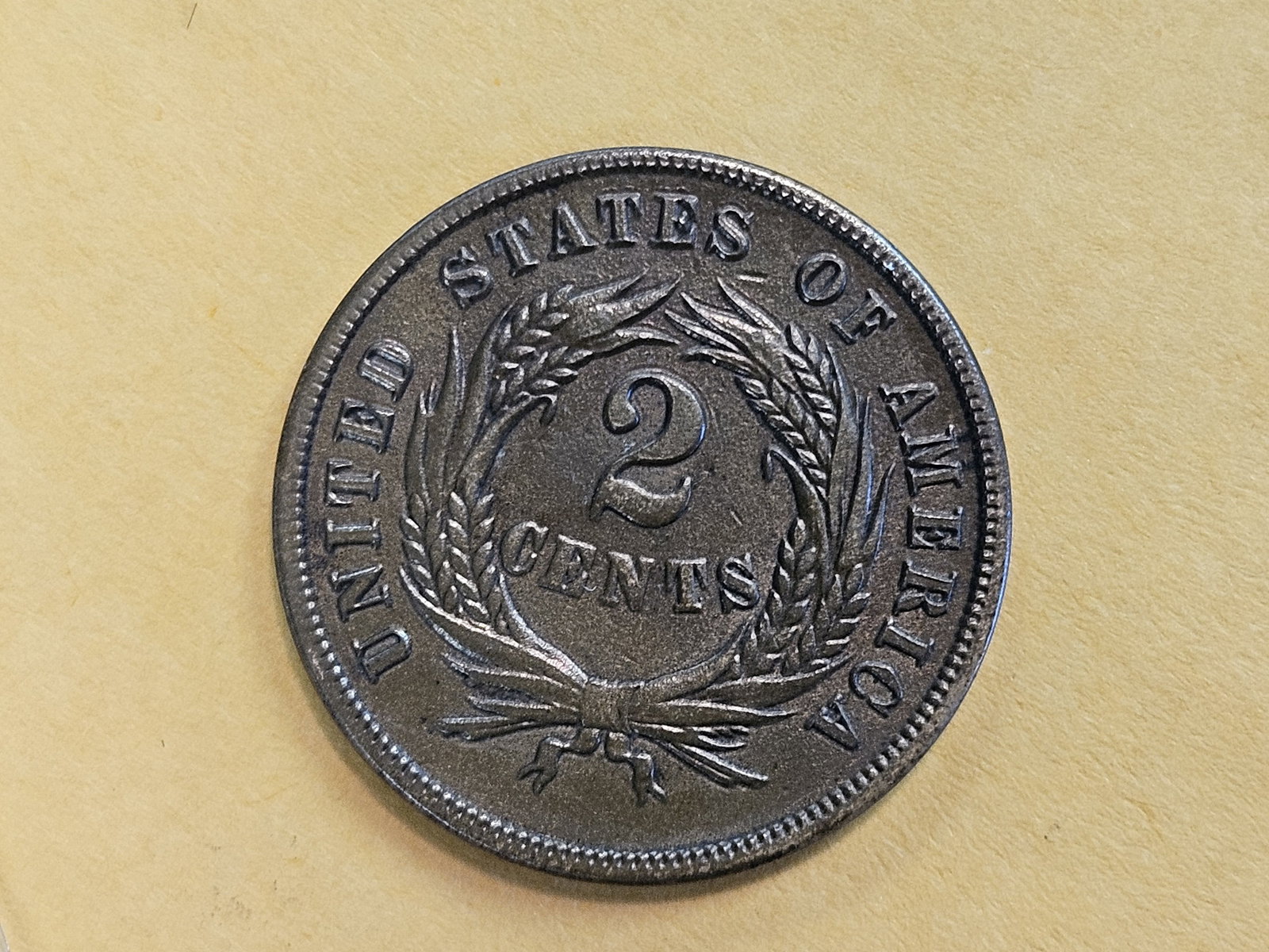 1865 Two Cent piece in Bright About Uncirculated - details - 5