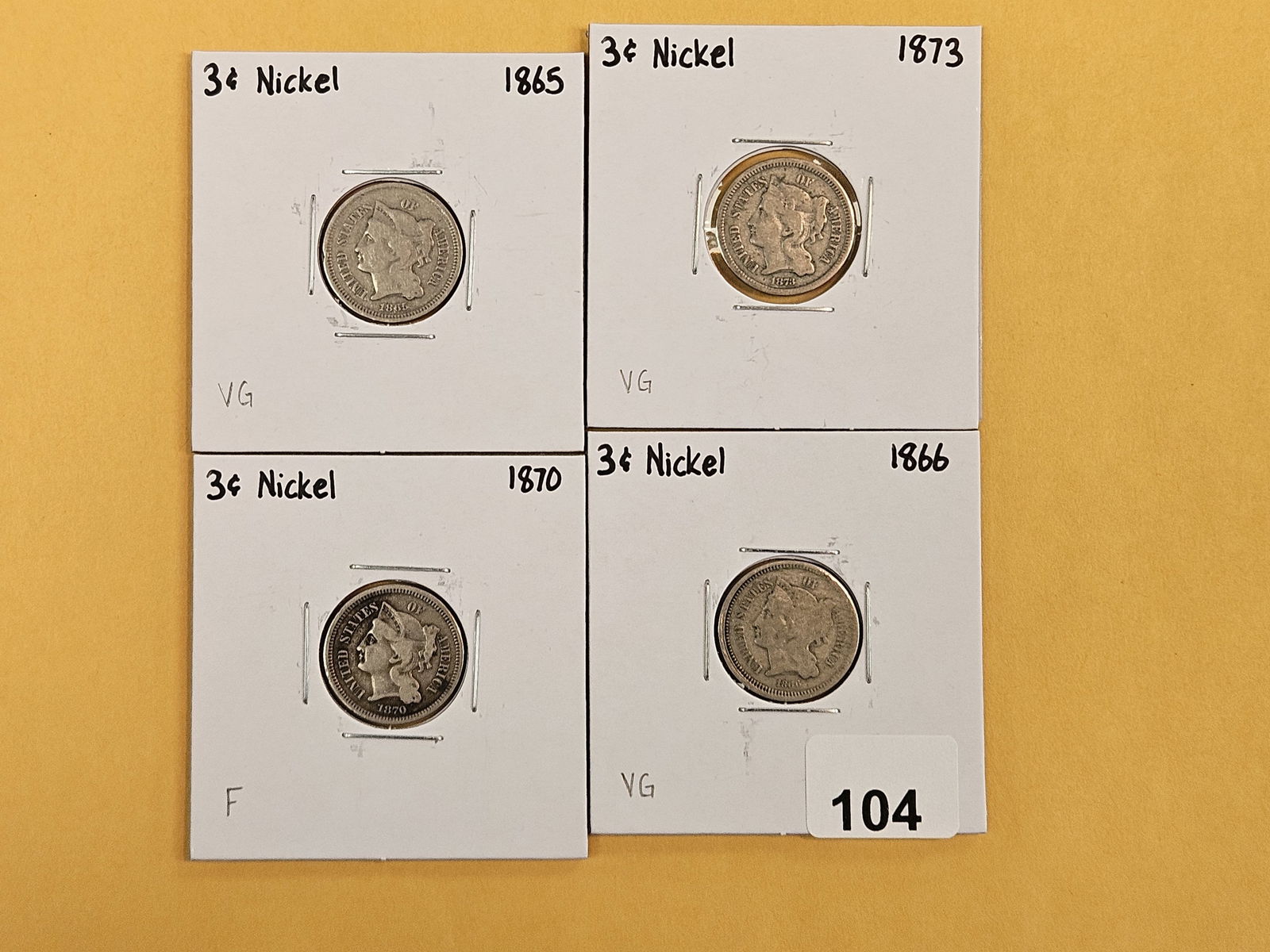 Four mixed Three Cent Nickels (1 of 4)