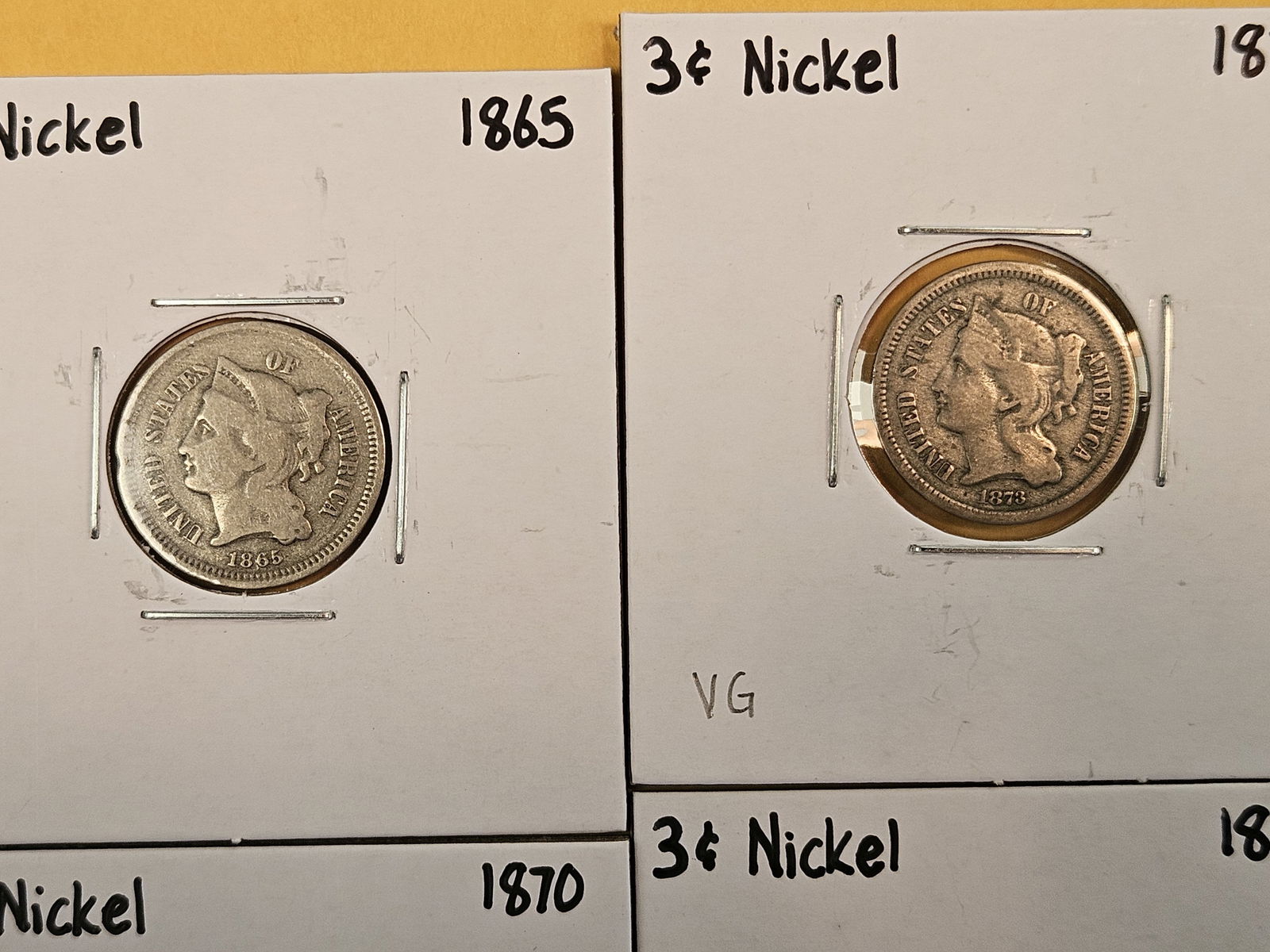 Four mixed Three Cent Nickels - 2