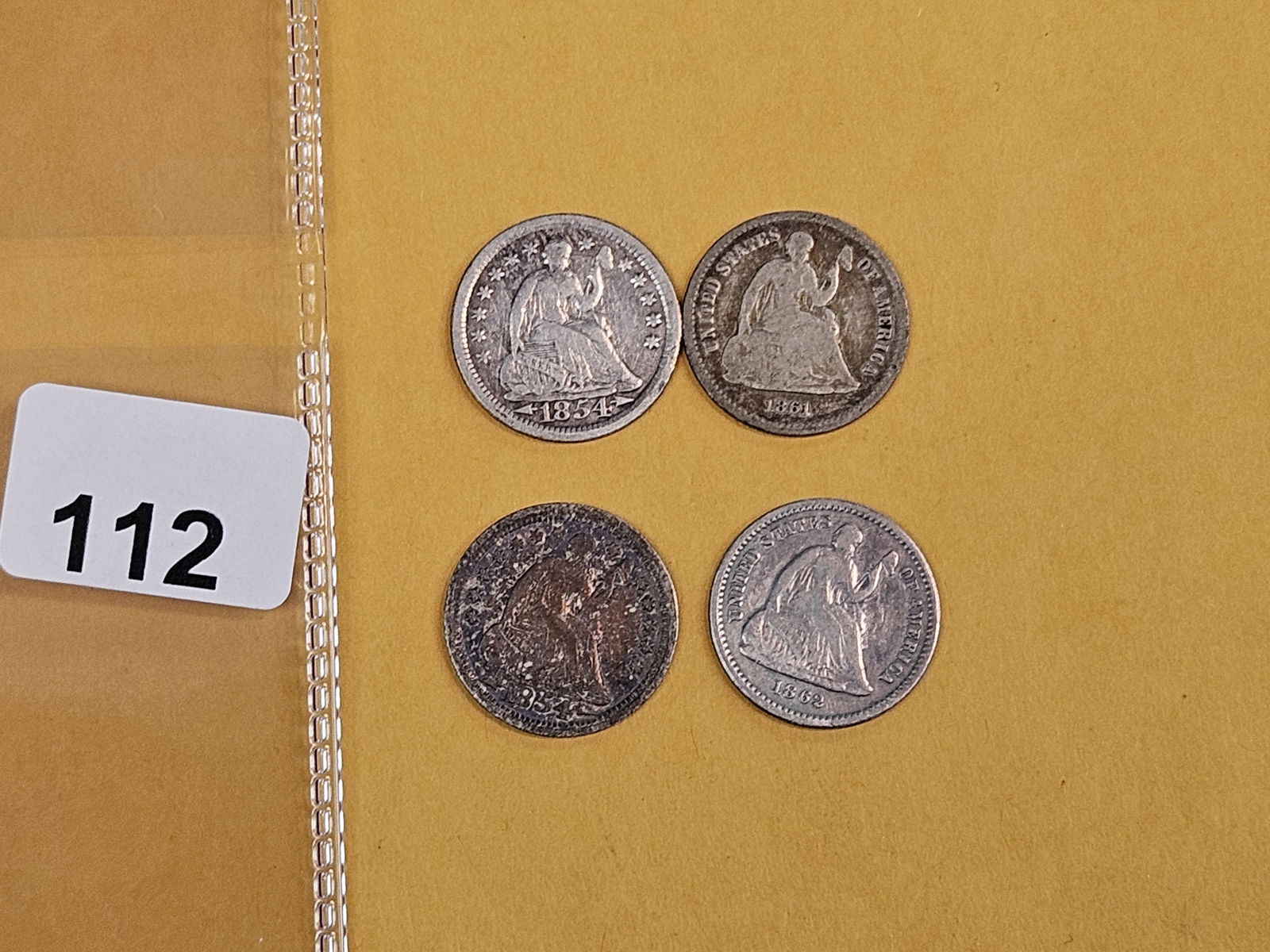 Four mixed Seated Liberty silver half-Dimes - 2