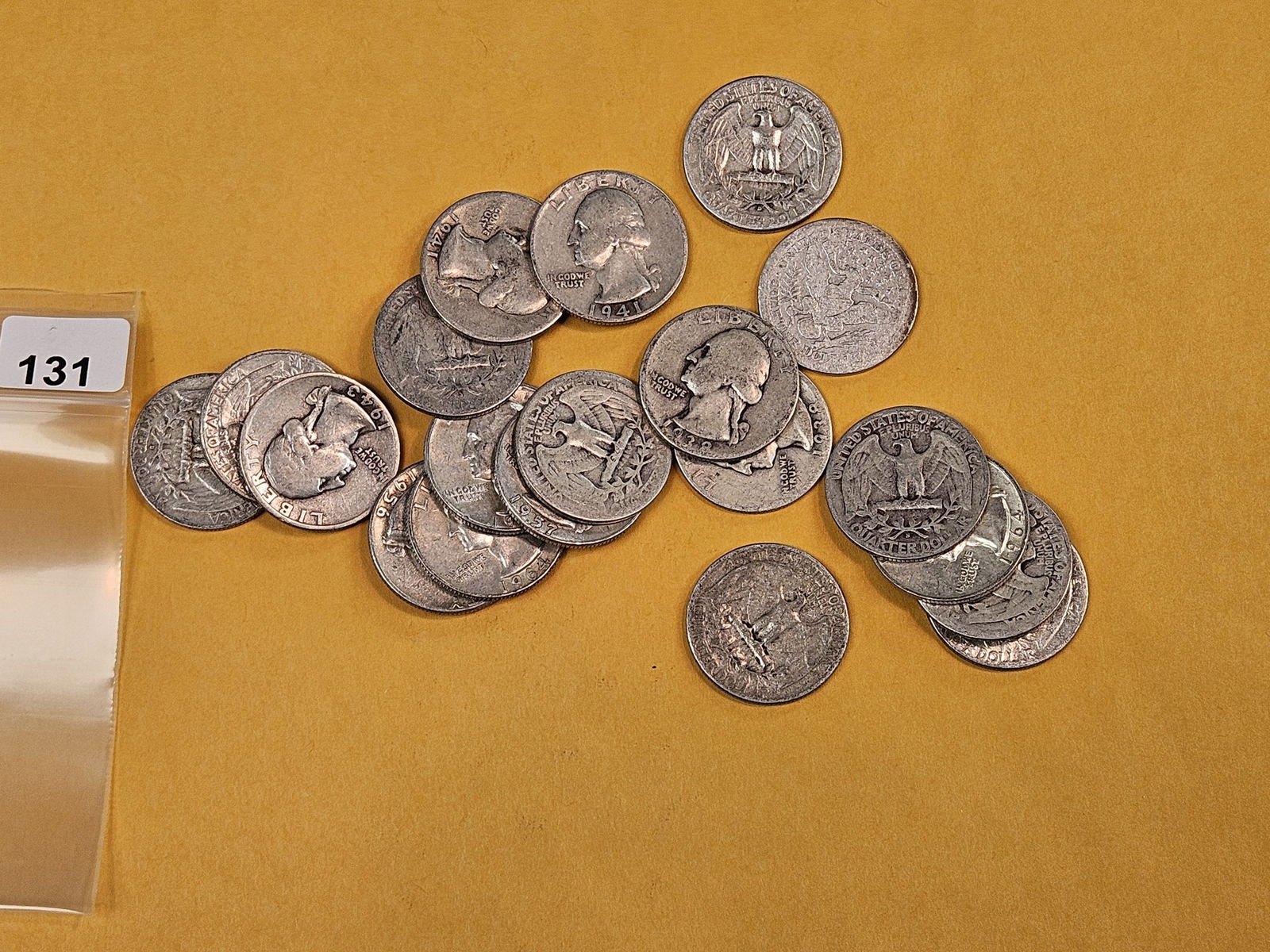 Twenty mixed silver Washington Quarters: Circulated 