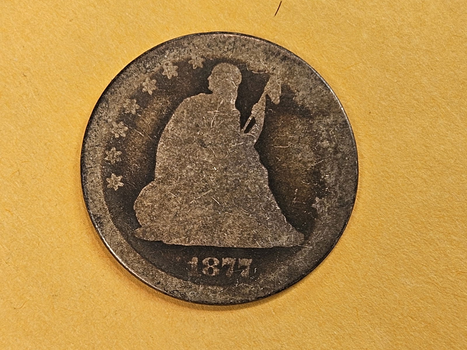 1877-CC Seated Liberty silver Quarter: Carson City! 