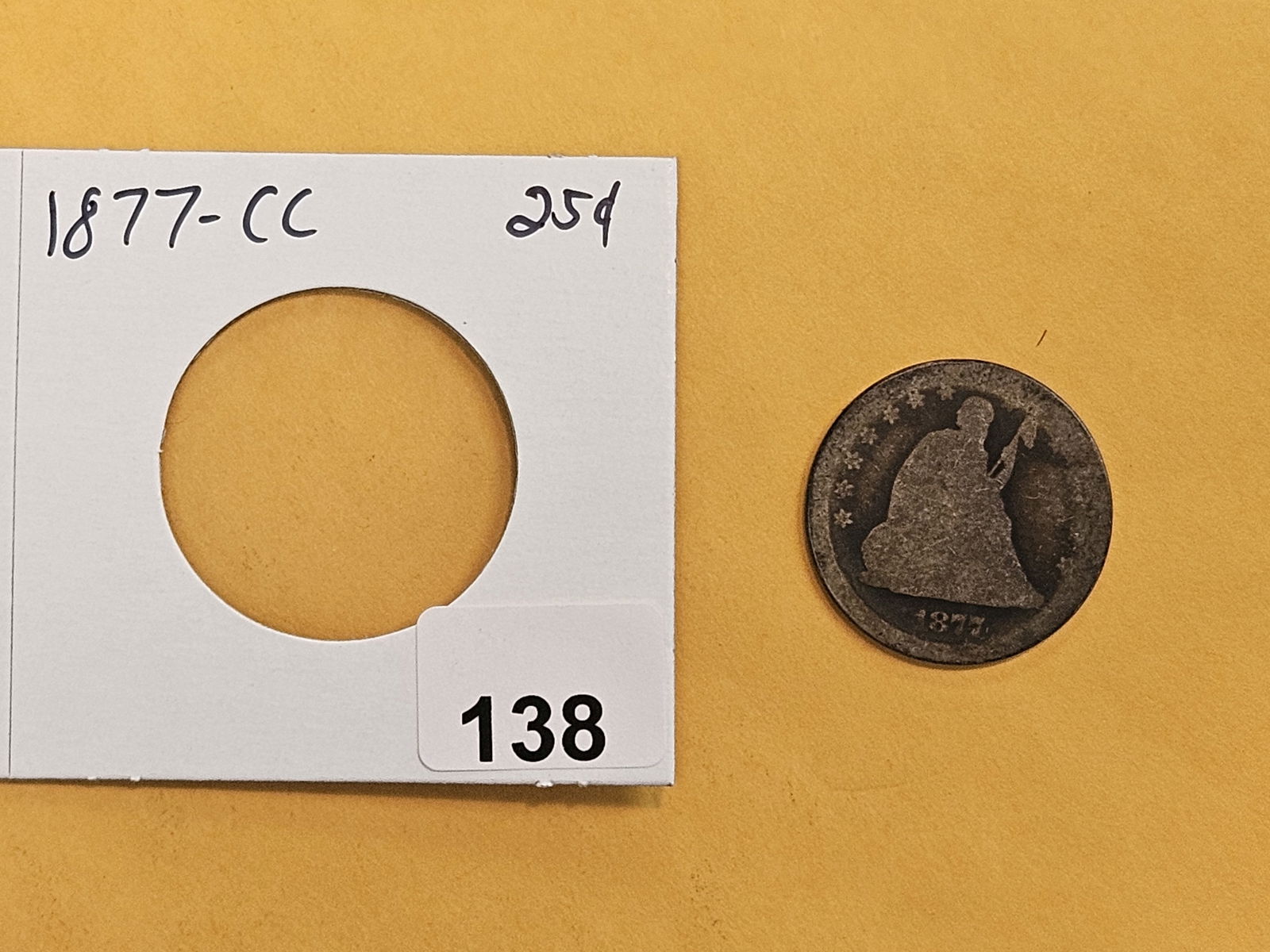 1877-CC Seated Liberty silver Quarter - 2