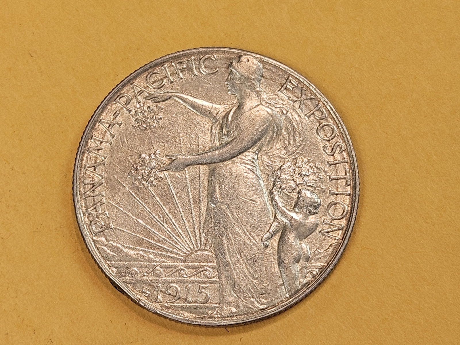 KEY Commemorative 1915-S Pan-Pacific silver Half Dollar: Very Cool KEY COMMEM! Lightly circulated 