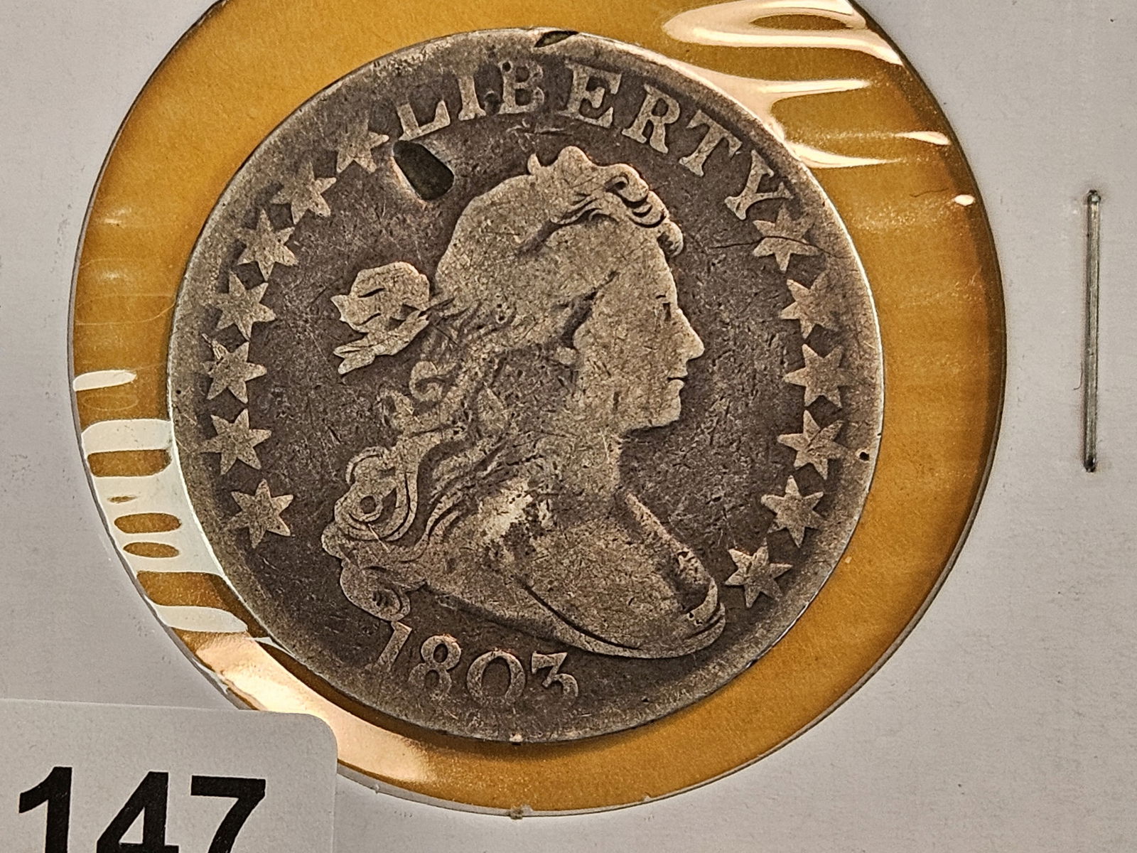 * 1803 Draped Bust silver Half Dollar: In Very Good to Fine - details 