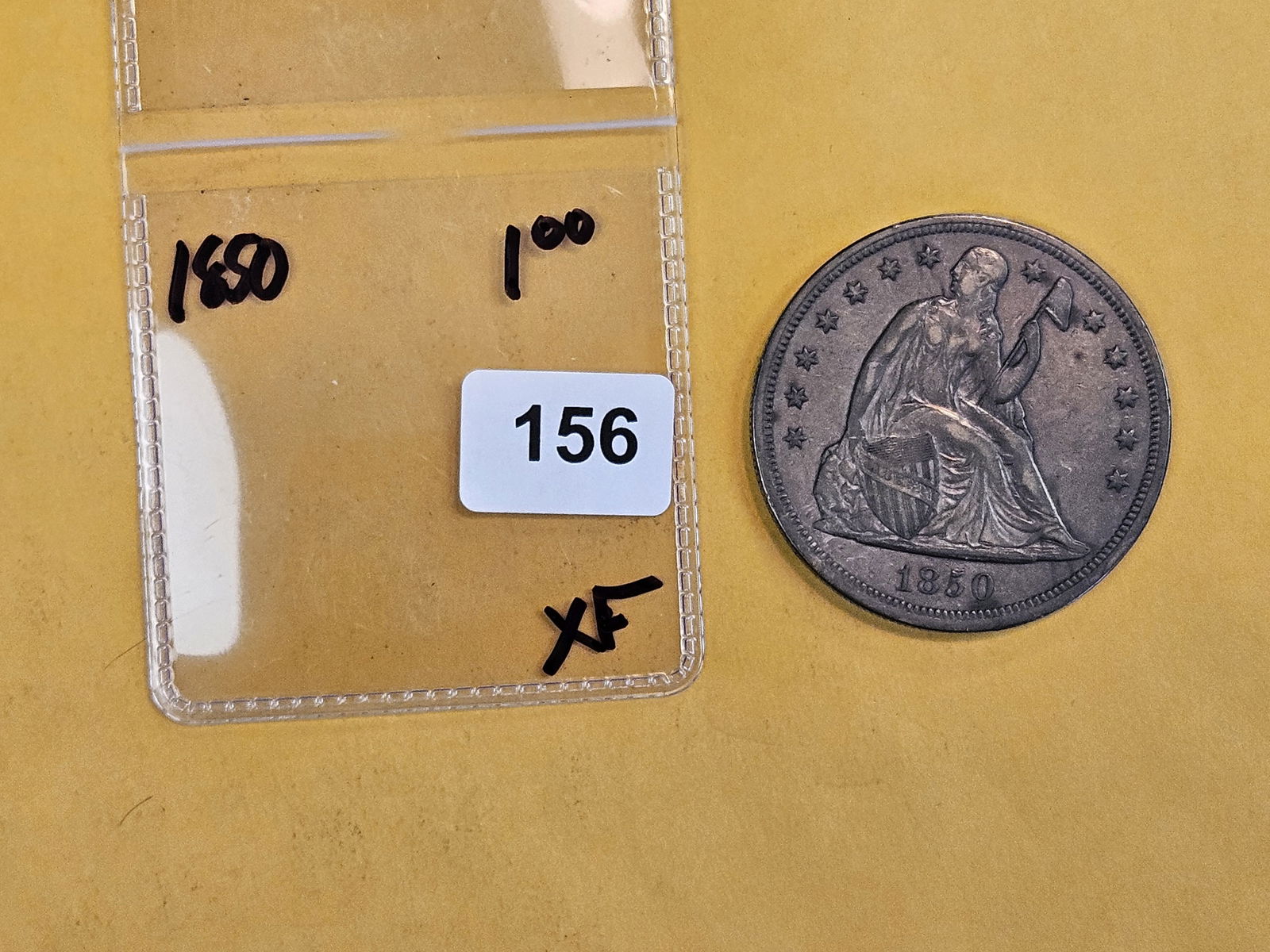 ** 1850 Seated Liberty Silver Dollar in Extra Fine ** - 2