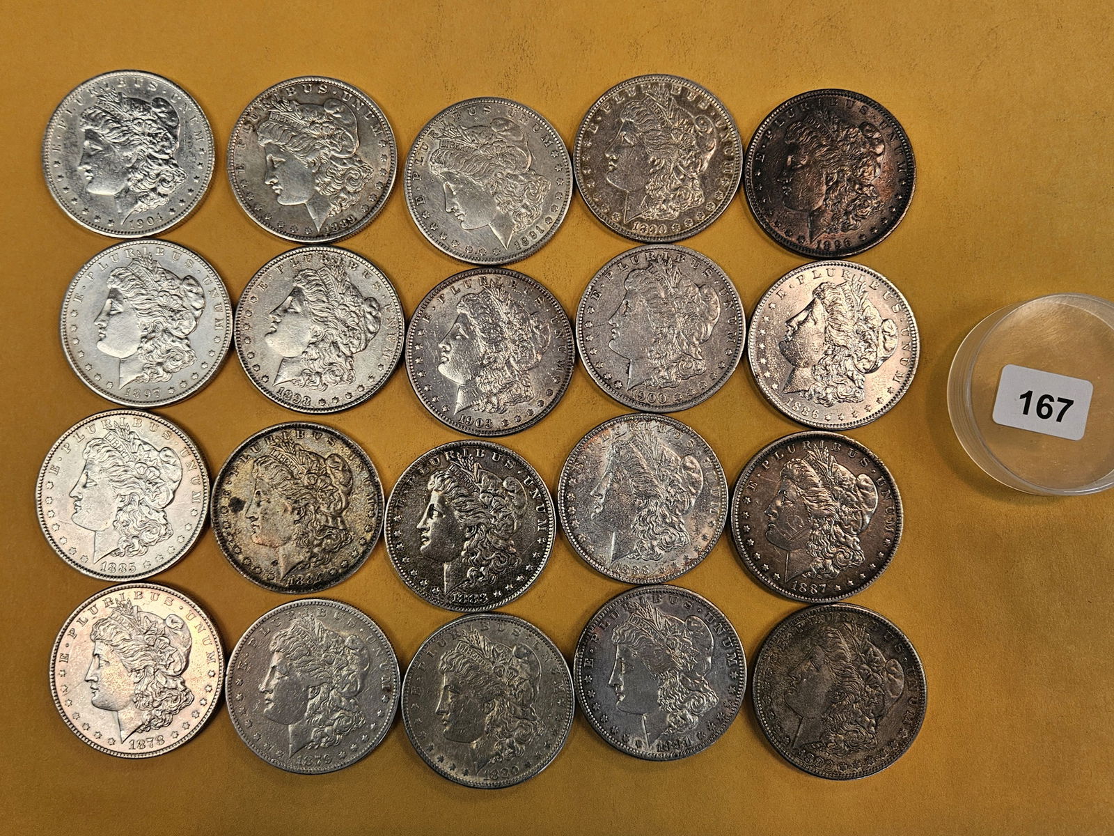 ** FULL ROLL ** Twenty Morgan silver Dollars (1 of 9)