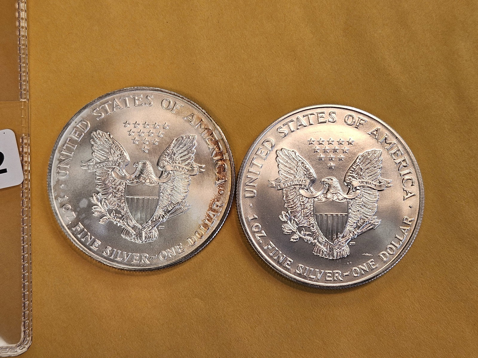 Two GEM Brilliant Uncirculated American silver Eagles - 3