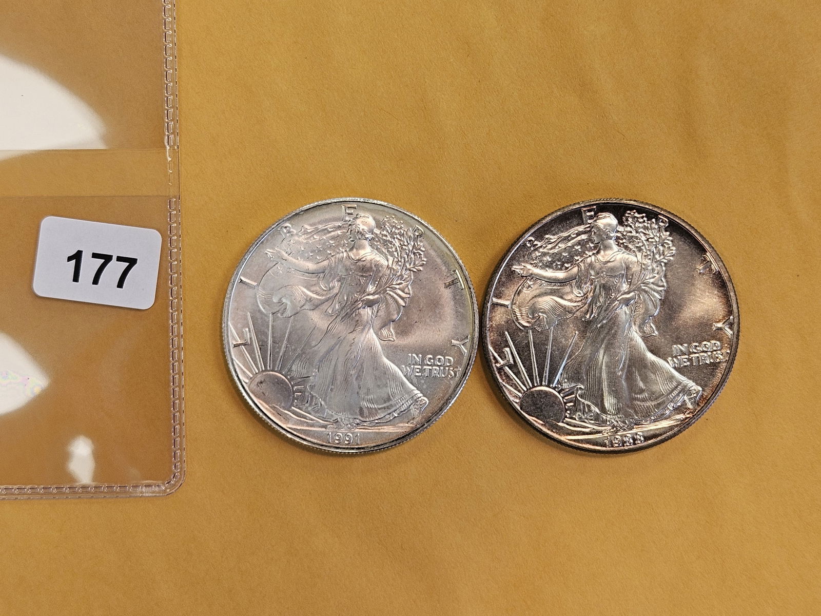 Two GEM Brilliant Uncirculated American silver Eagles - 2