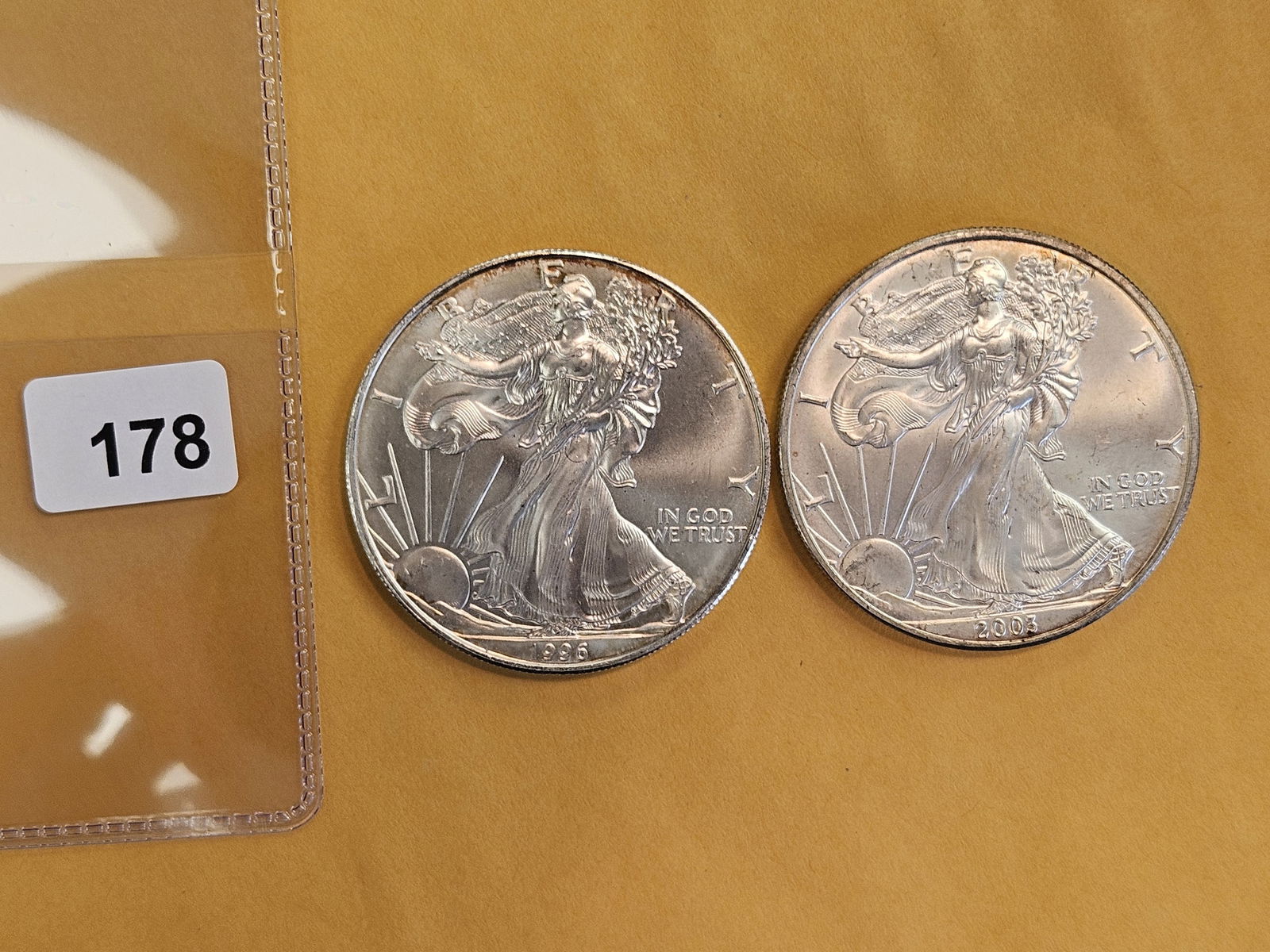 Two GEM Brilliant Uncirculated American silver Eagles - 2
