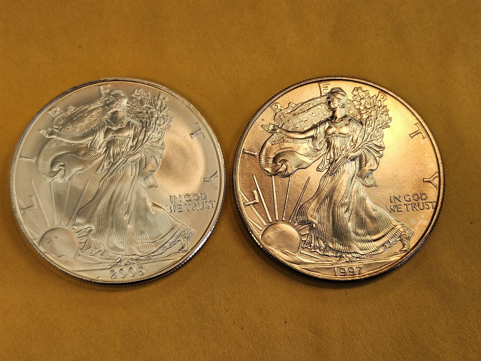 Two GEM Brilliant Uncirculated American silver Eagles (1 of 3)