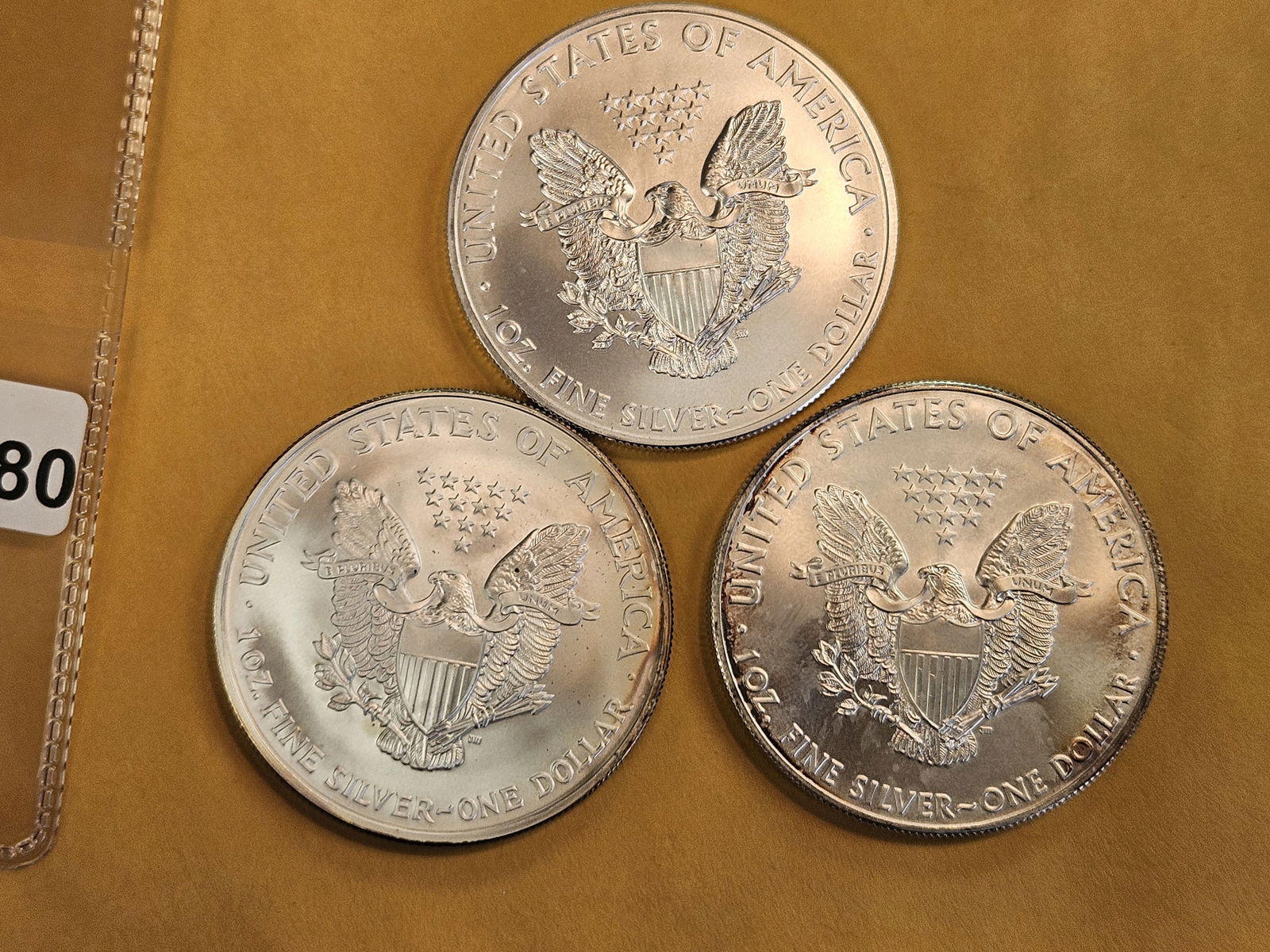 Three GEM Brilliant Uncirculated American silver Eagles - 2