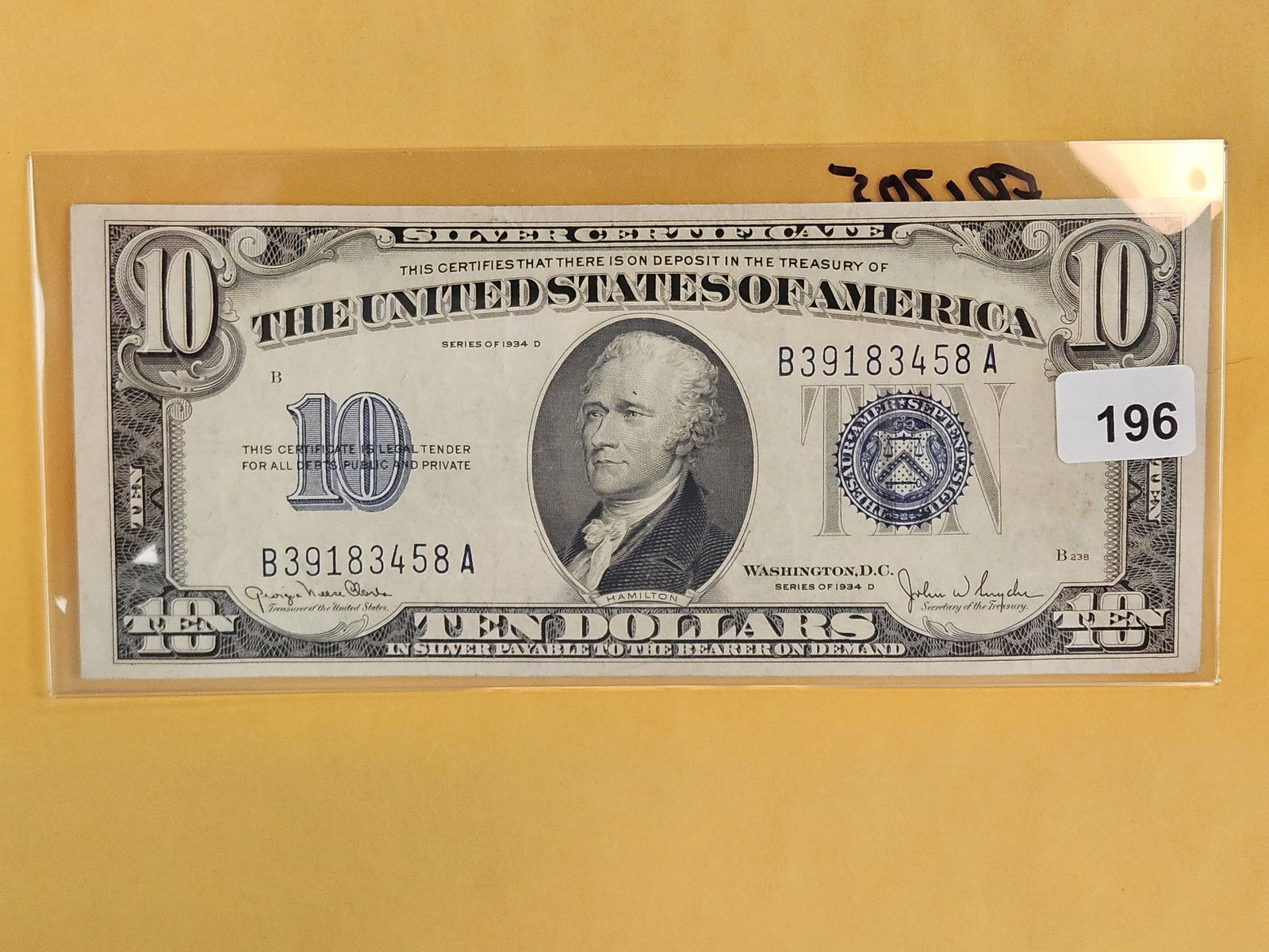 Series of 1934-D Ten Dollar Silver Certificate (1 of 2)