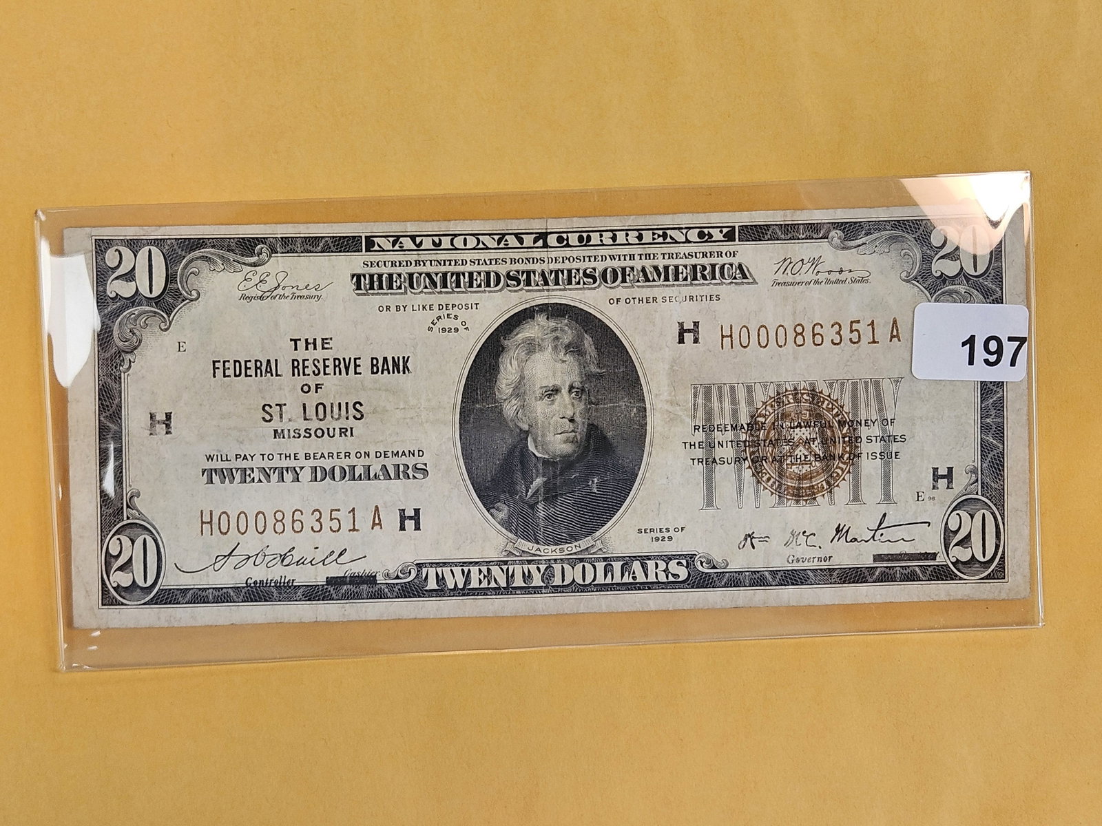 Series of 1929 Twenty Dollar National Currency: St. Louis. FR 1870-H