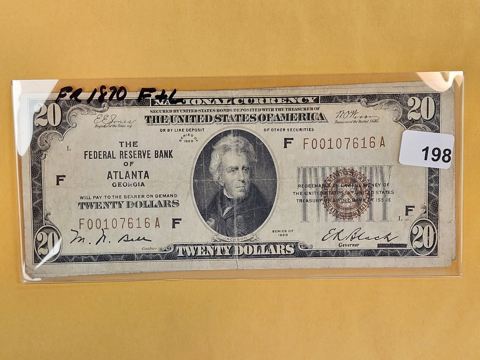 Two Series of 1929 Twenty Dollar National Currency Notes: FR 1870 F and L