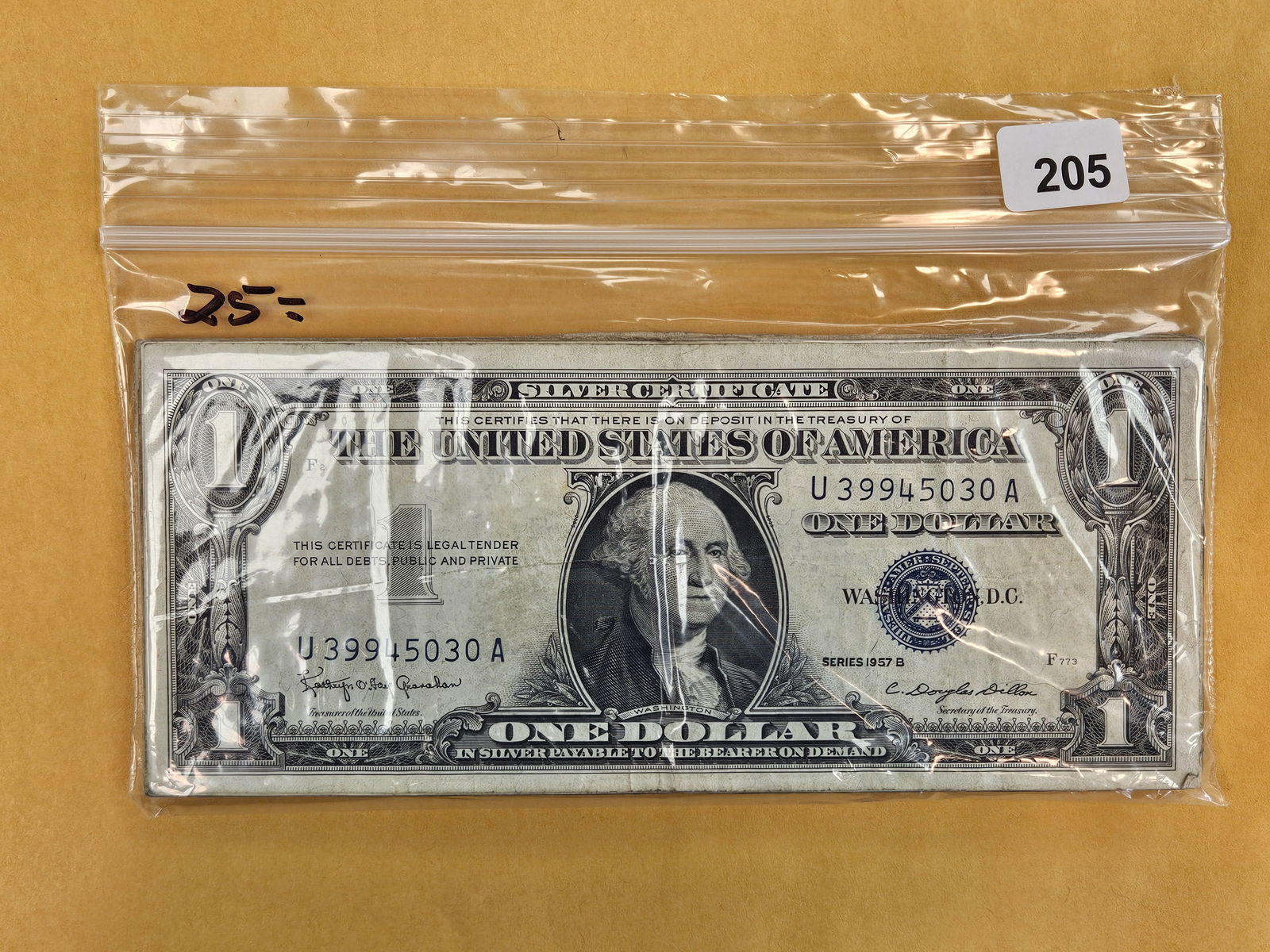 Twenty-five One Dollar Silver Certificates: Circulated 