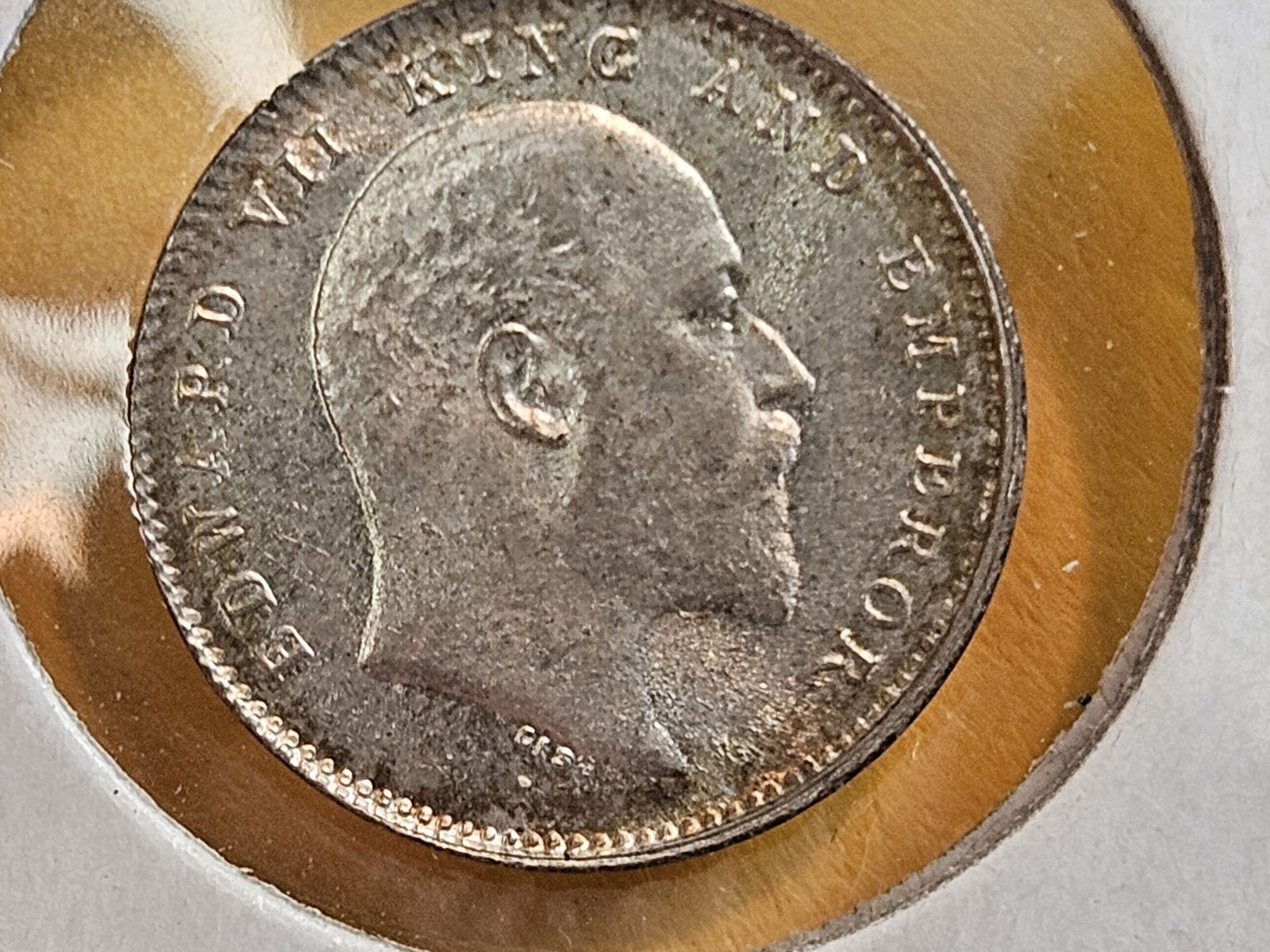 Brilliant Uncirculated 1910 British-India Silver 2 annas: KM 505 