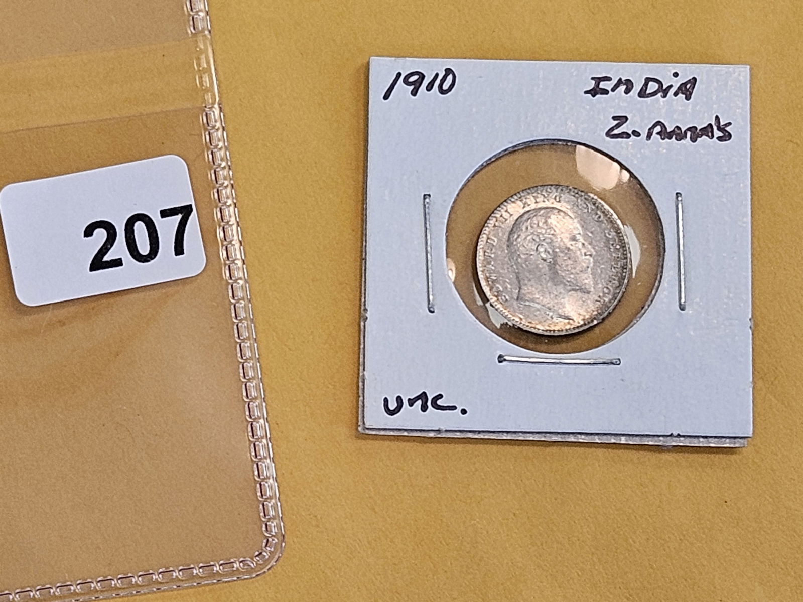 Brilliant Uncirculated 1910 British-India Silver 2 annas - 2