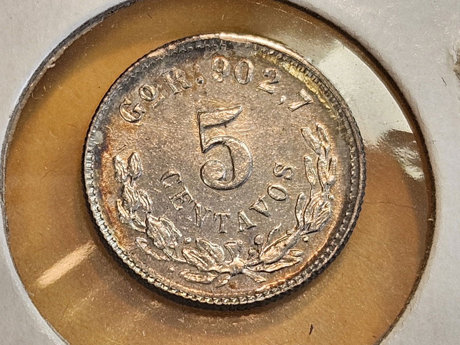 Choice Brilliant Uncirculated 1899 Go-R Mexico silver 5 centavos - 11