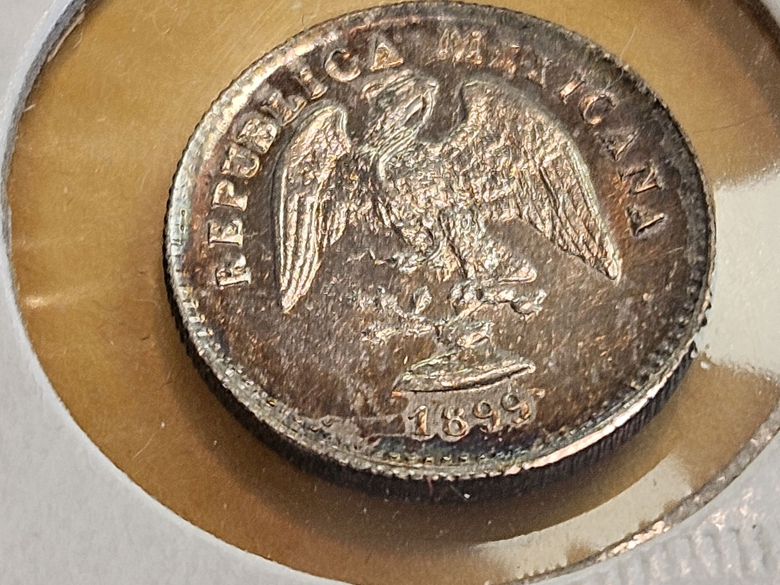 Choice Brilliant Uncirculated 1899 Go-R Mexico silver 5 centavos - 3