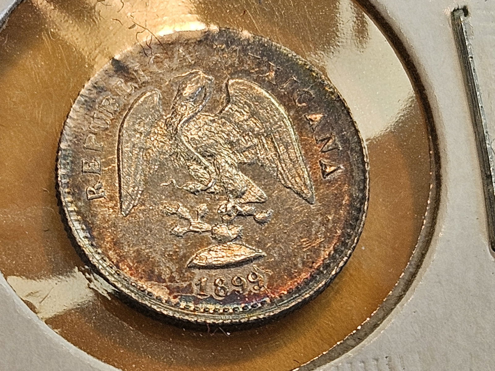 Choice Brilliant Uncirculated 1899 Go-R Mexico silver 5 centavos - 5