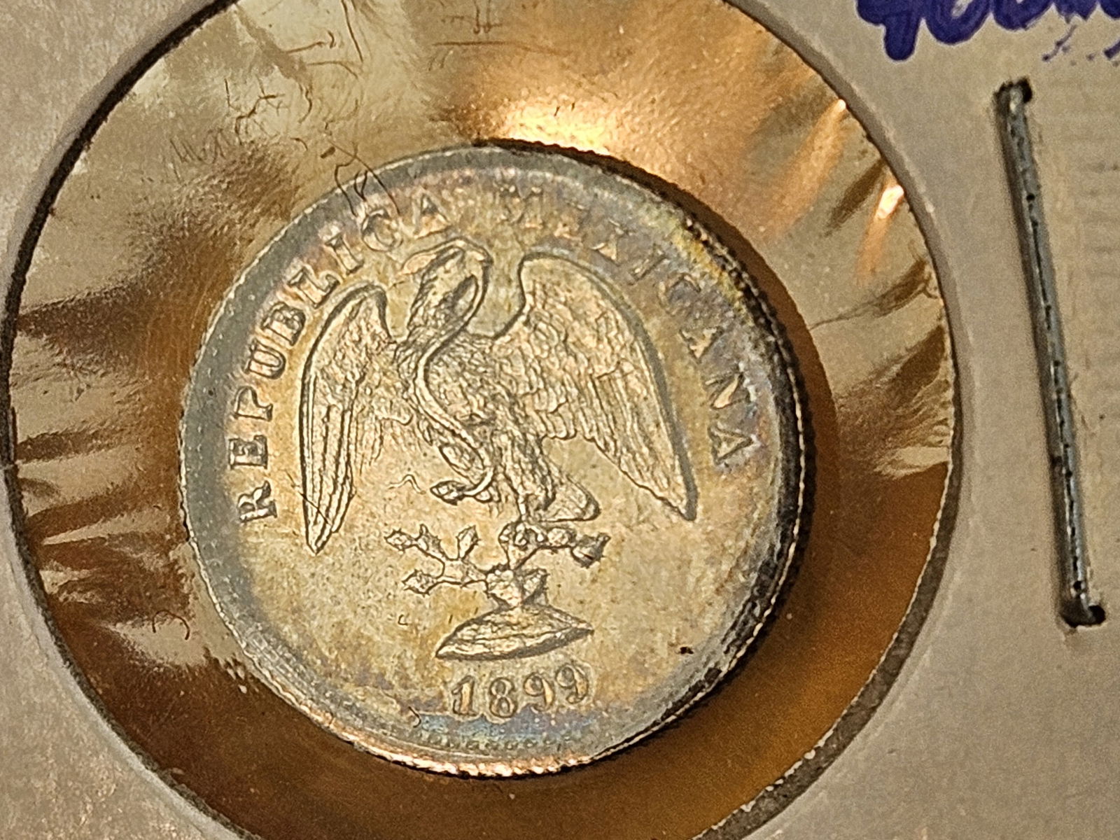 Choice Brilliant Uncirculated 1899 Go-R Mexico silver 5 centavos - 7