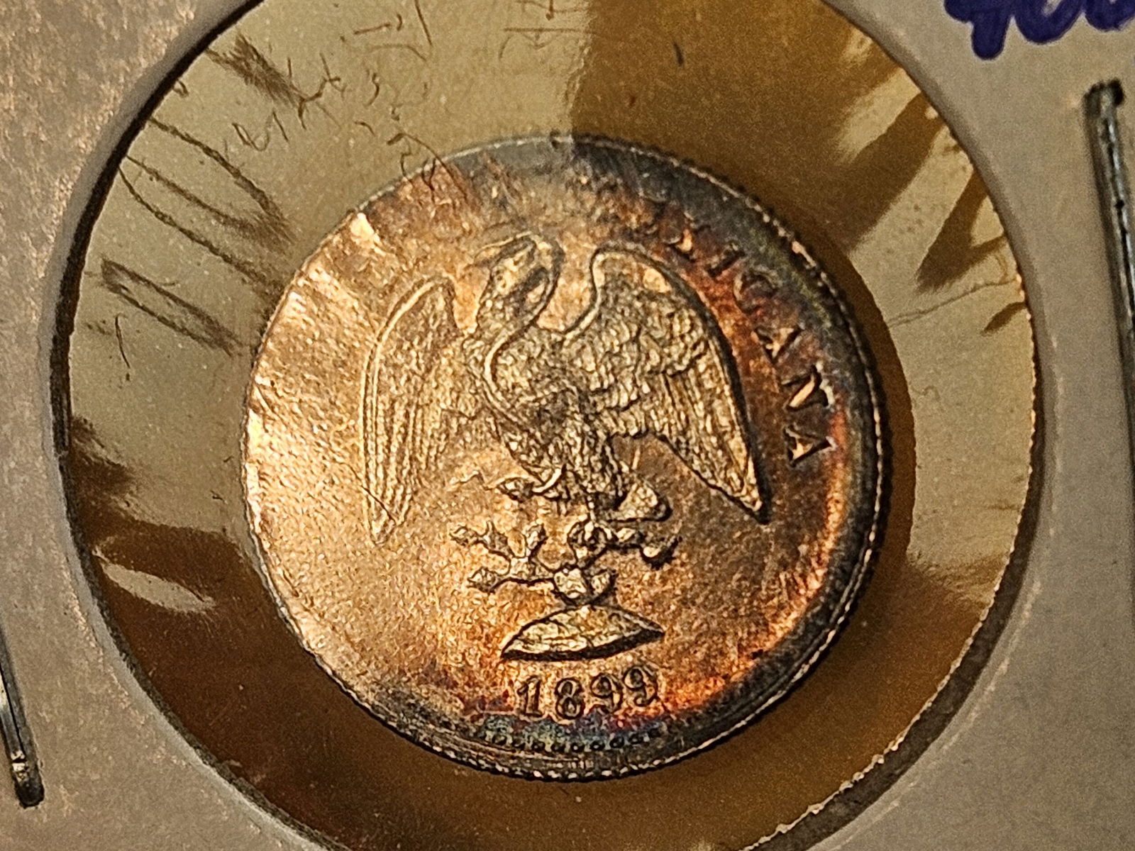 Choice Brilliant Uncirculated 1899 Go-R Mexico silver 5 centavos - 8