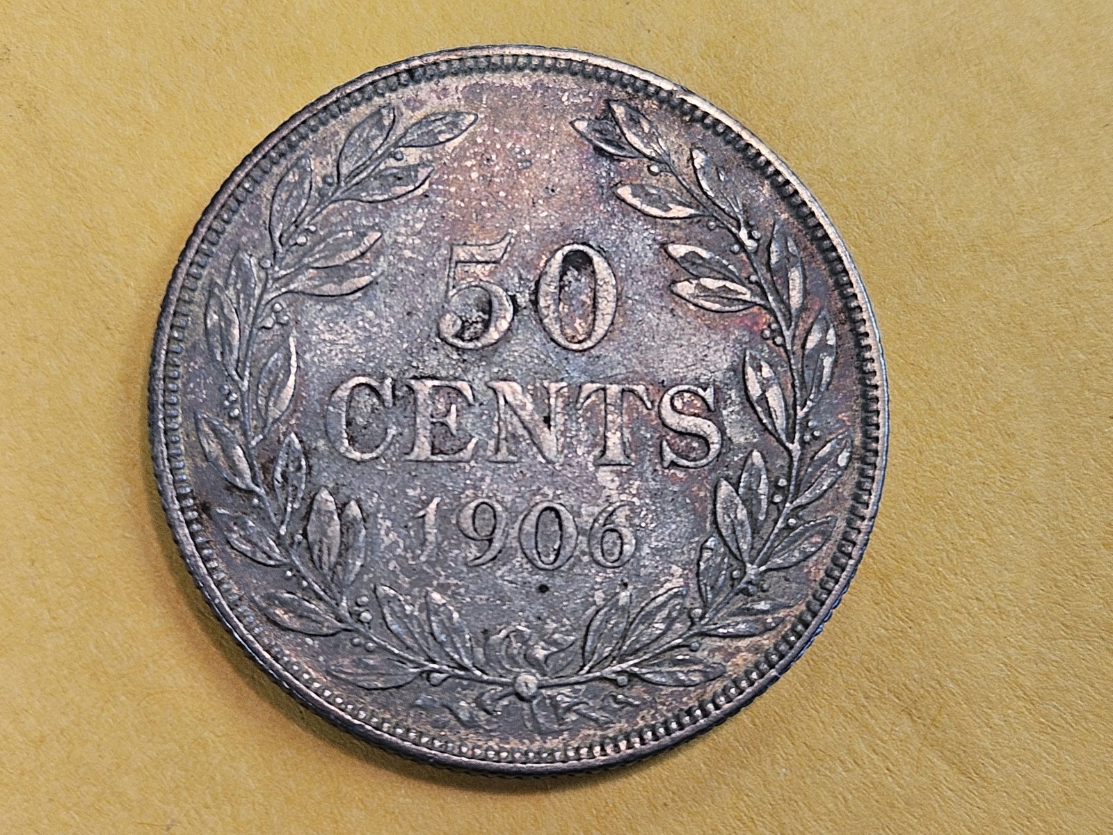 1906 Liberia 50 cents: KM 9 