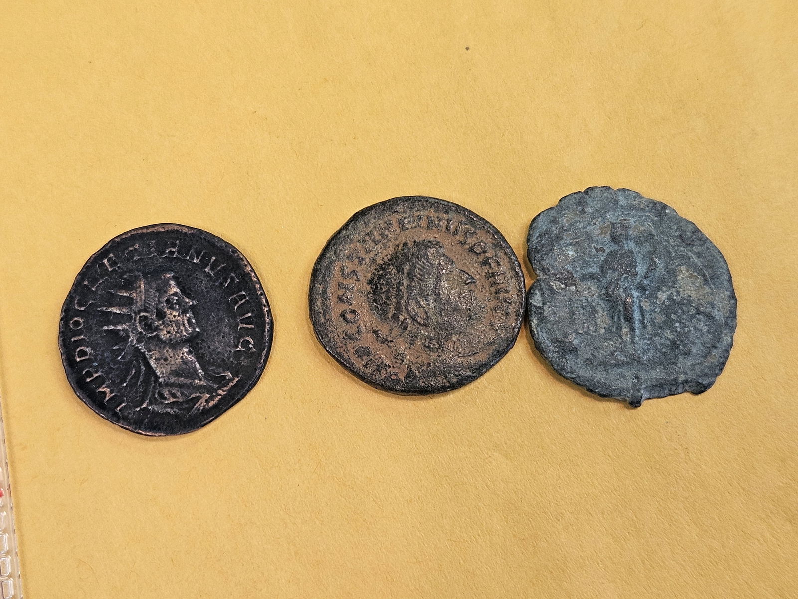 ANCIENTS! Three different Roman Ancient coins: Claudius II, Diocletian and Constantine 