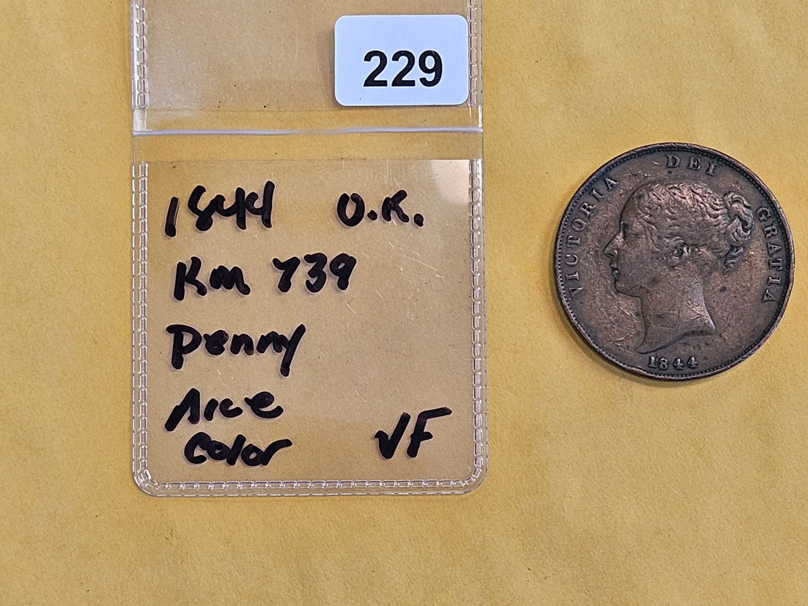 1844 Great Britain large penny in Very Fine - 2