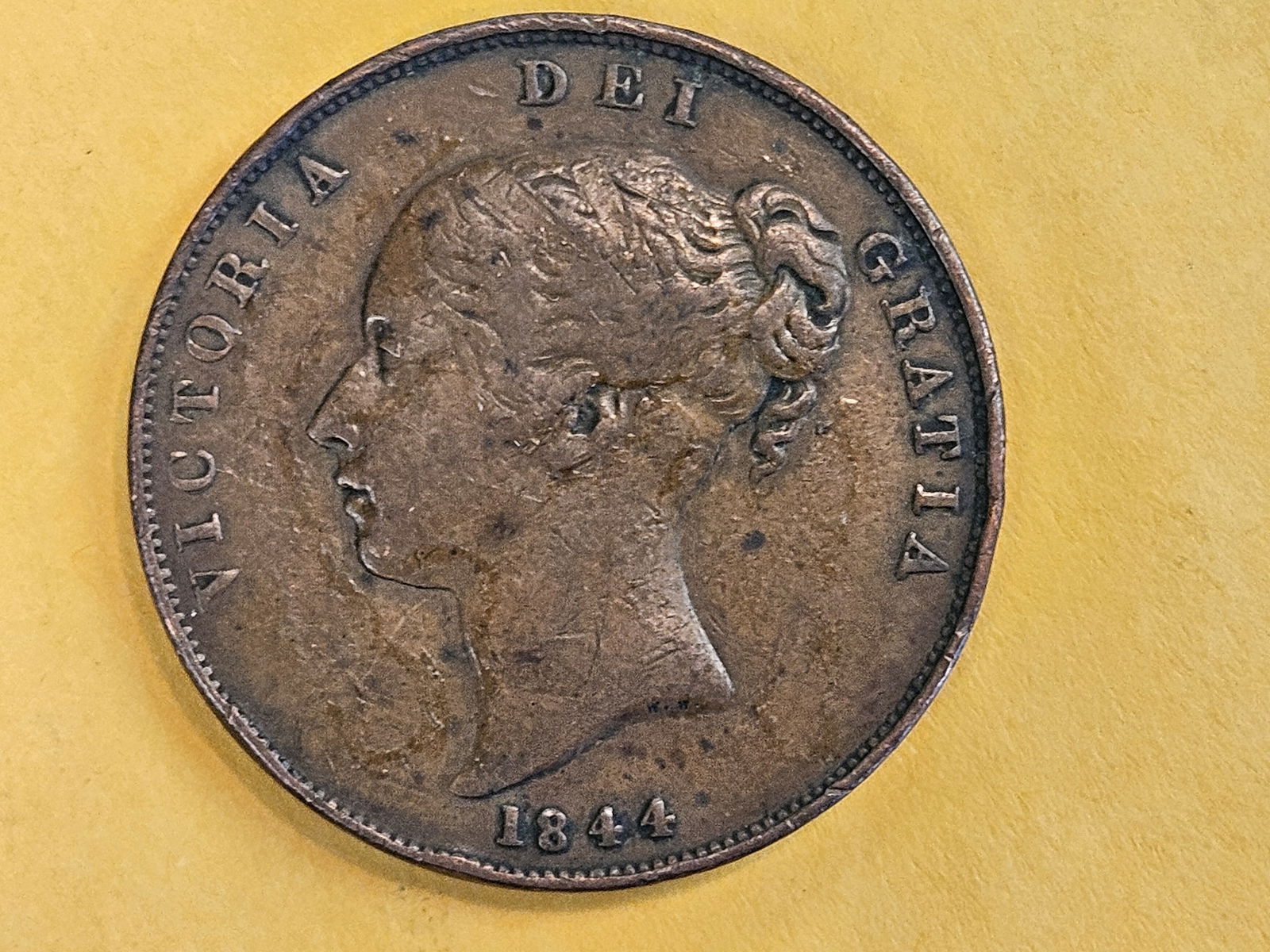 1844 Great Britain large penny in Very Fine - 3