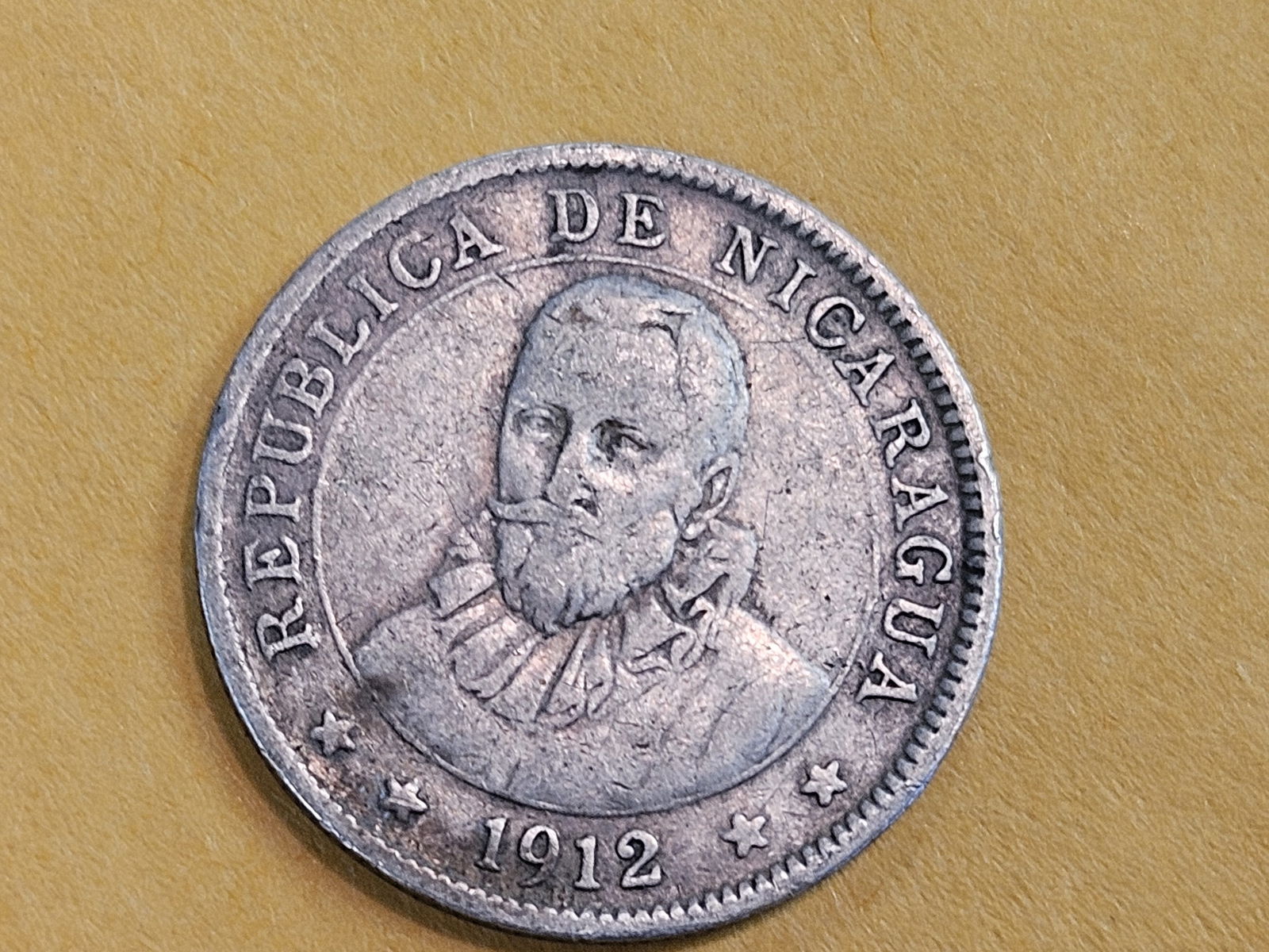 1912 Nicaragua silver 10 cent in Very Fine plus: KM 13 