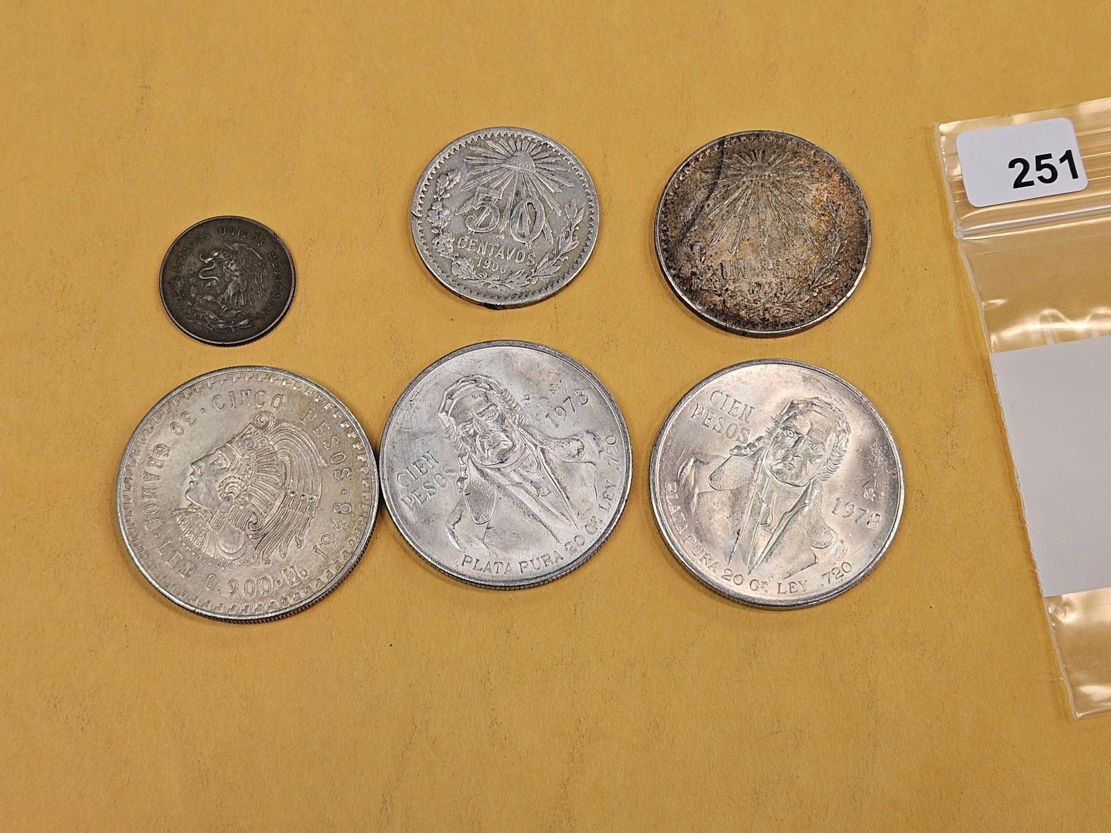 Six mixed silver Mexican coins - 2