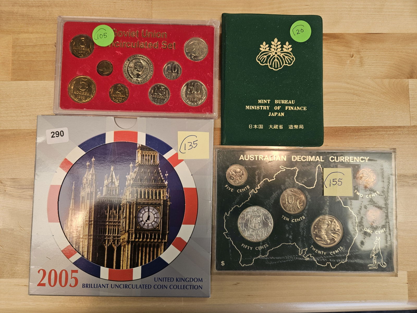 Eight more fun, mixed, World Coin Sets: All in original holders 