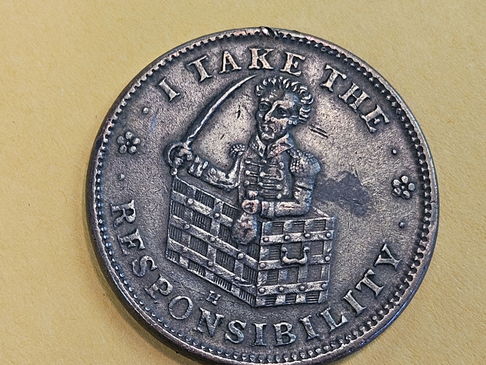 1837 Hard Times Token in Very Fine: HTT # 70. Andrew Jackson 