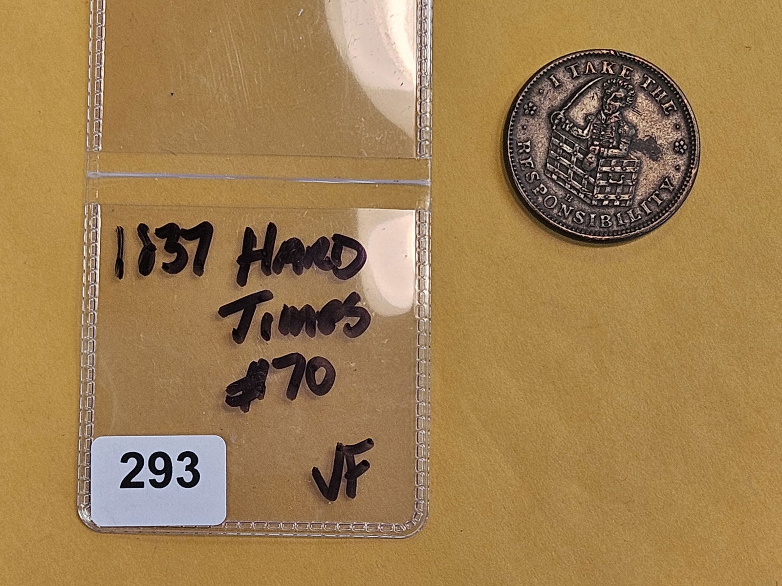 1837 Hard Times Token in Very Fine - 2