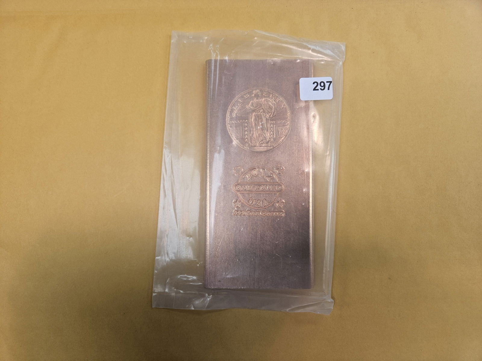 ONE POUND .999 fine Copper Bar: Standing Liberty motif 