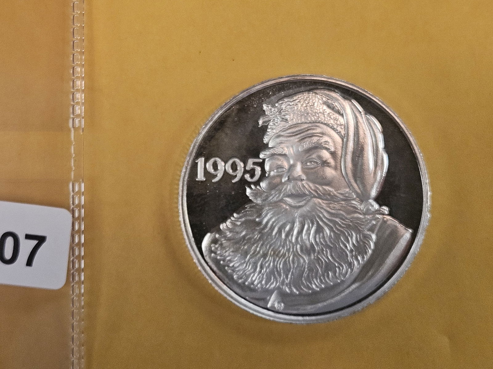 One Troy ounce .999 fine silver Proof art round: Santa 