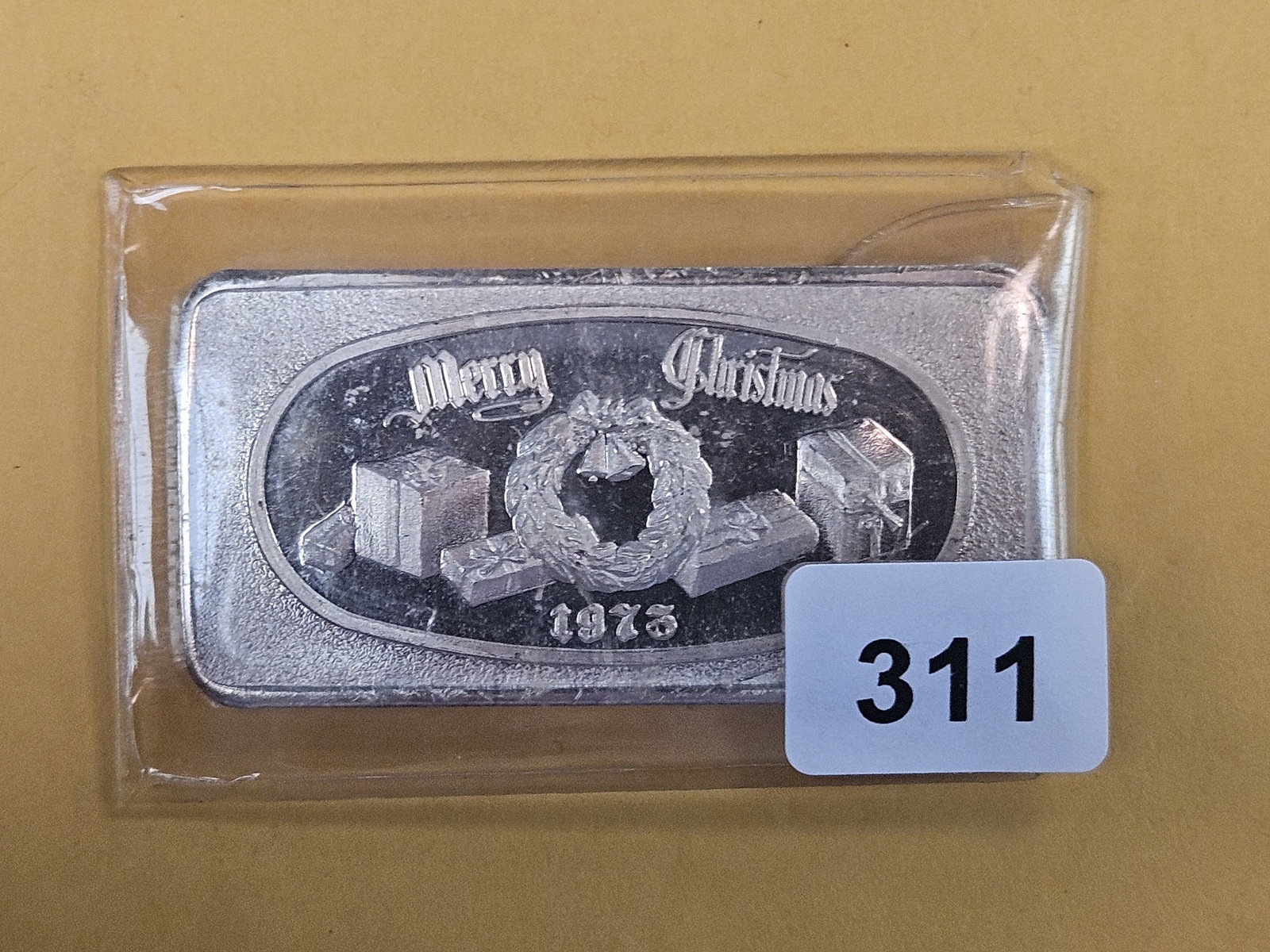 One Troy ounce .999 fine silver Proof art bar: Merry Christmas