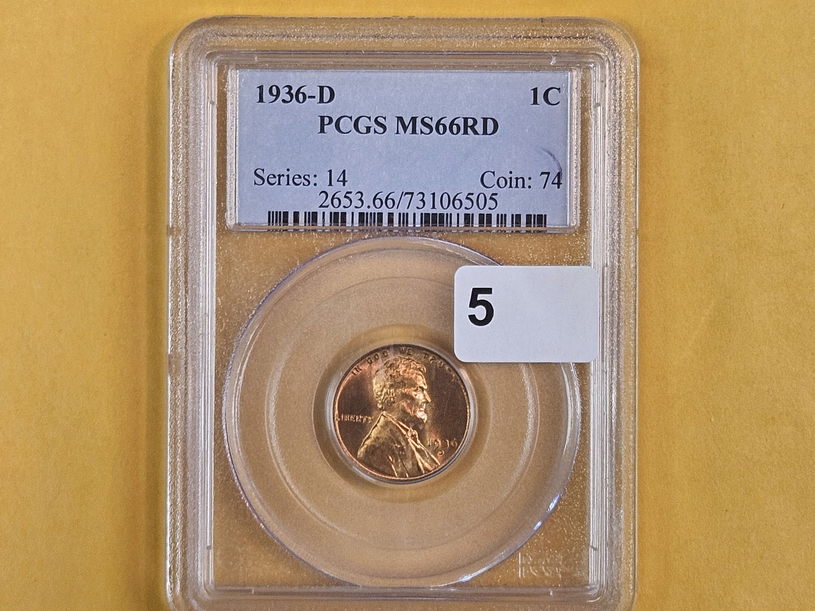 GEM! PCGS 1936-D Wheat cent in Mint State 66 RED - 2