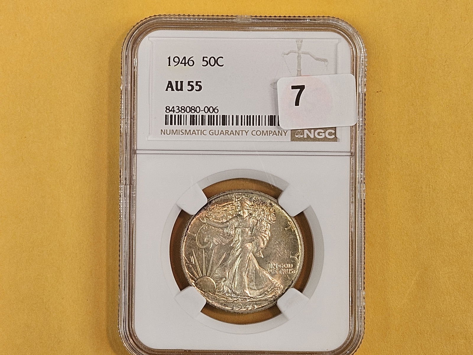 NGC 1946 Walking Liberty silver Half Dollar in Brilliant About Uncirculated - 55 - 2