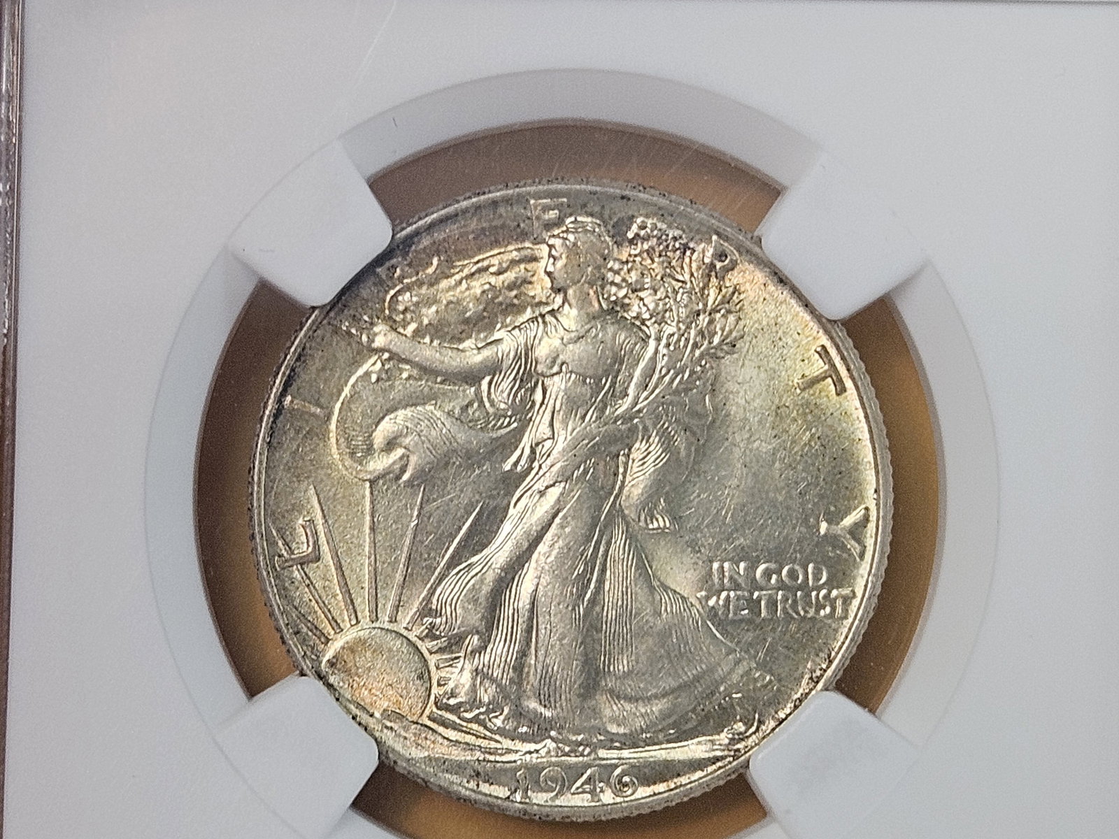 NGC 1946 Walking Liberty silver Half Dollar in Brilliant About Uncirculated - 55 - 3