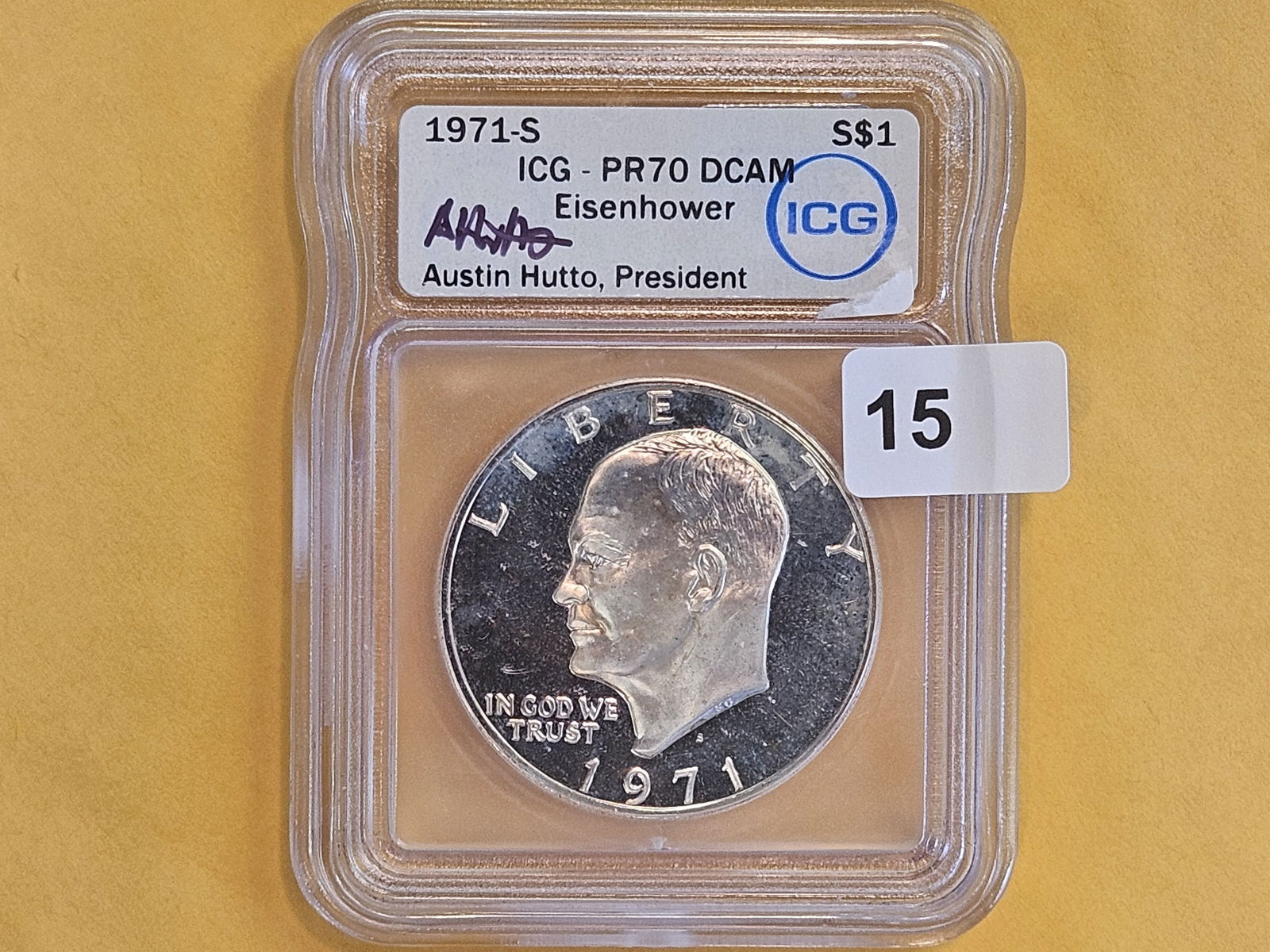 PERFECT! ICG 1971-S SILVER Eisenhower Dollar in Proof 70 DEEP CAMEO - 2