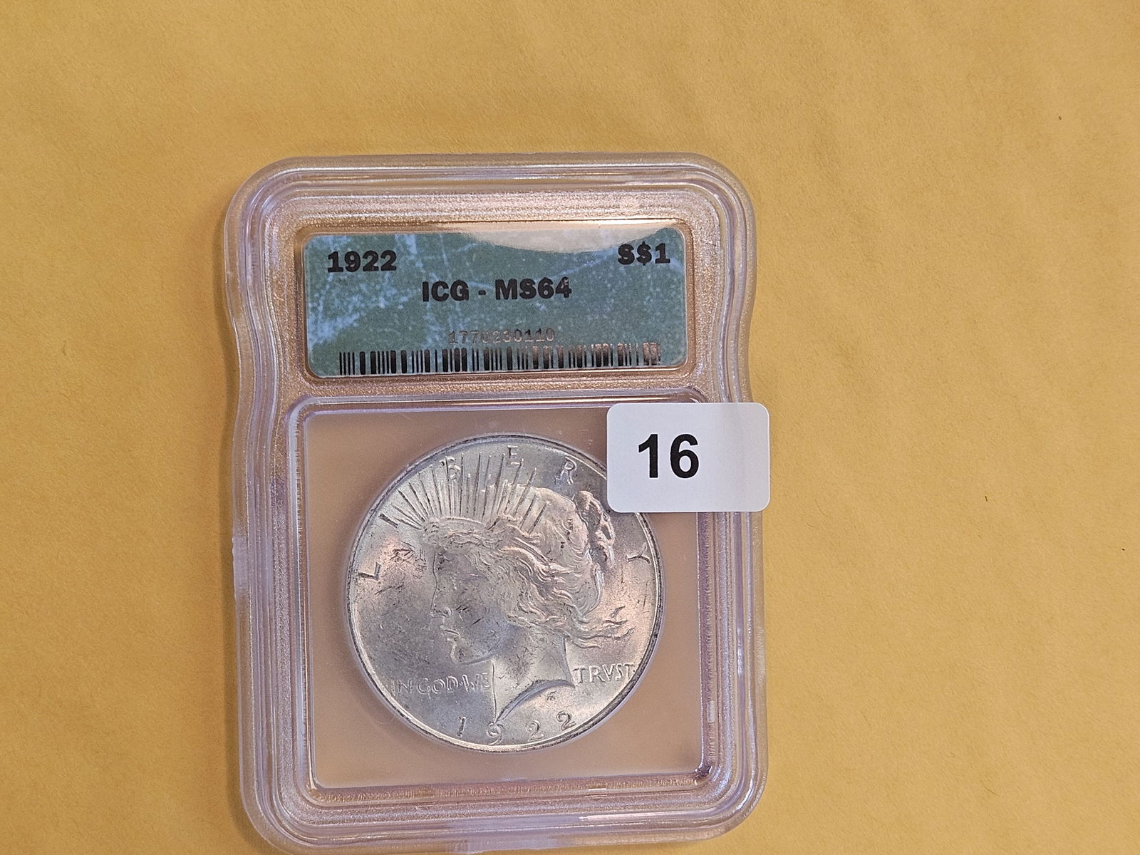 ICG 1922 Peace Silver Dollar in Mint State 64 - 2