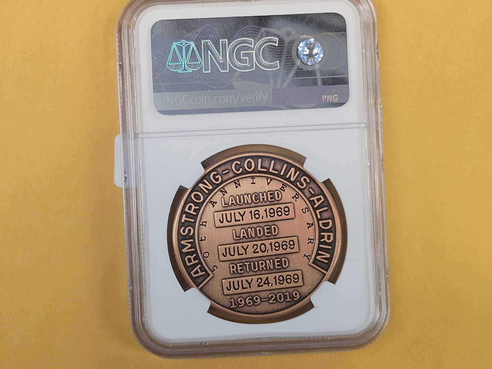 PERFECT! NGC 2019 APOLLO 11 50th Anniversary Robbins Medal Restrike - 3